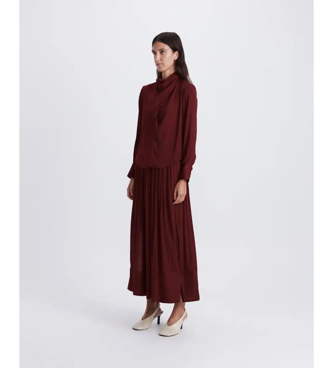 Saba Lillian Long Sleeve Drape Neck Top Berry Size XXS/AU 6 for rent on The Volte - main image