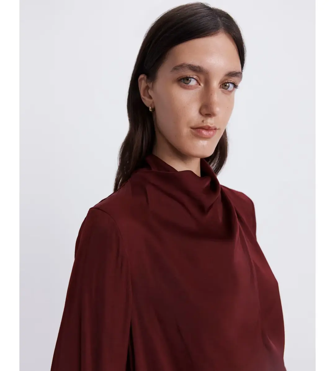 Saba Lillian Long Sleeve Drape Neck Top Berry Size XXS/AU 6 for rent on The Volte - main image