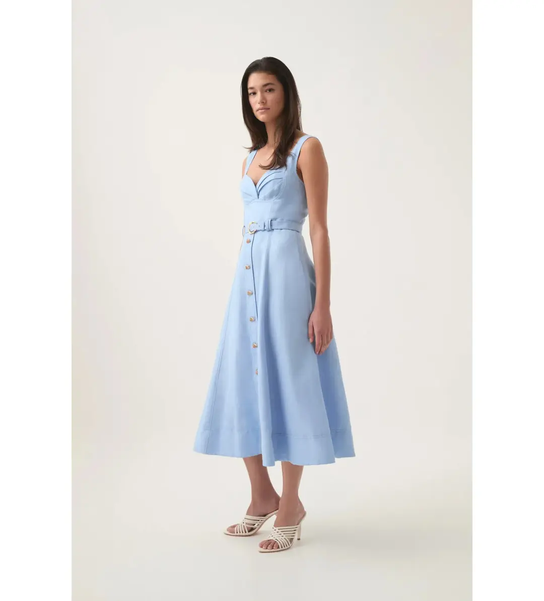 Aje Primary Belted Midi Dress Daydream Blue Size AU 12 for rent on The Volte - main image