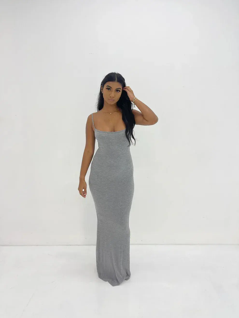 Skims Black Lounge Slip Dress Grey Size 8 for rent on The Volte - main image