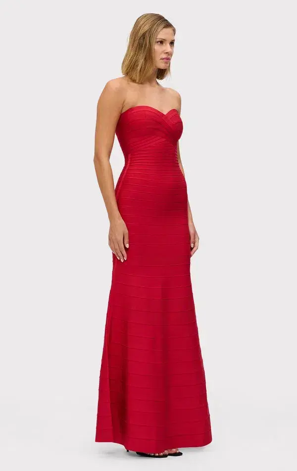 Herve Leger  The Sara Maxi Gown Lisptick Red Size S / Size AU 8 - Image 3