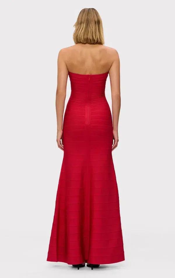 Herve Leger  The Sara Maxi Gown Lisptick Red Size S / Size AU 8 - Image 5