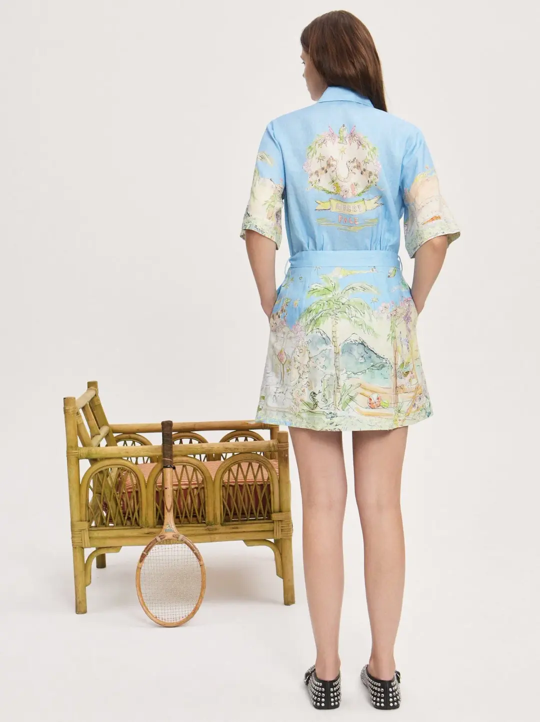 Alemais Anouk Mini Dress Blue Print Size AU 12 for rent on The Volte - main image