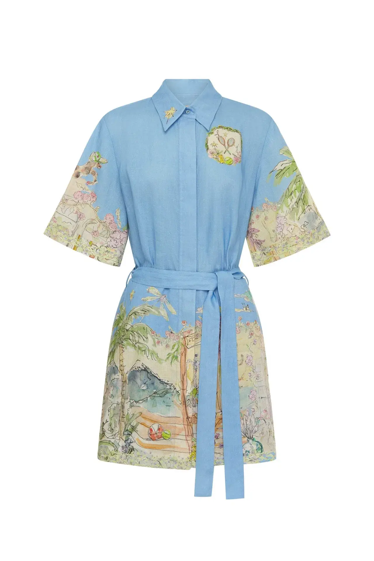 Alemais Anouk Mini Dress Blue Print Size 10 - Image 3