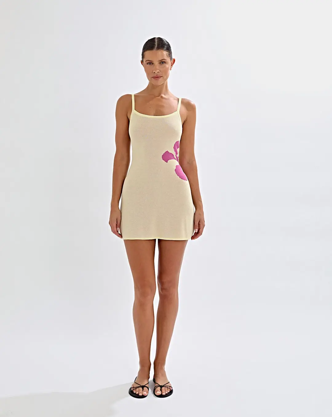 One Mile Mali Knit Dress Pale Yellow Size 8/S for rent on The Volte - main image