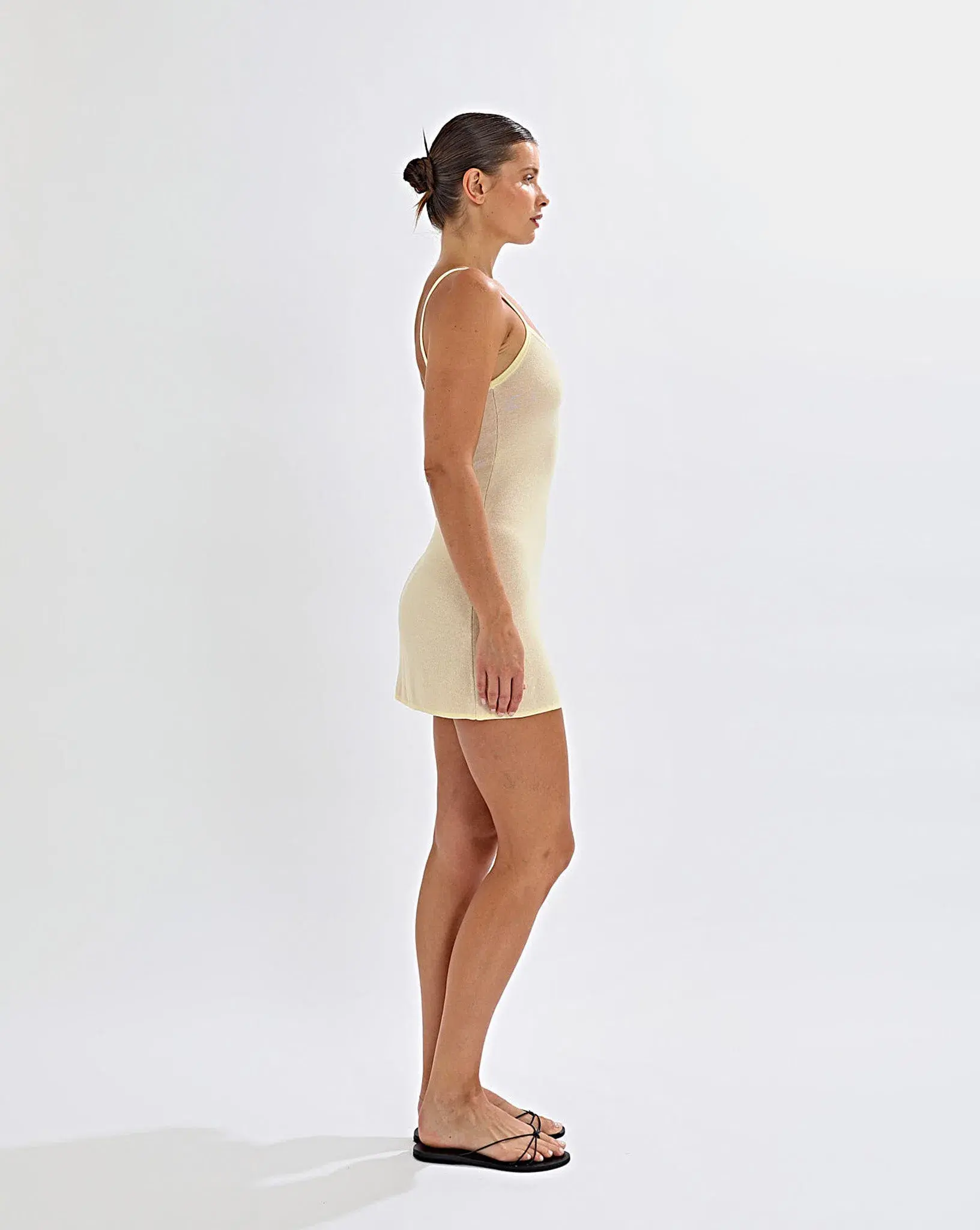 One Mile Mali Knit Dress Pale Yellow Size 8/S - Image 4