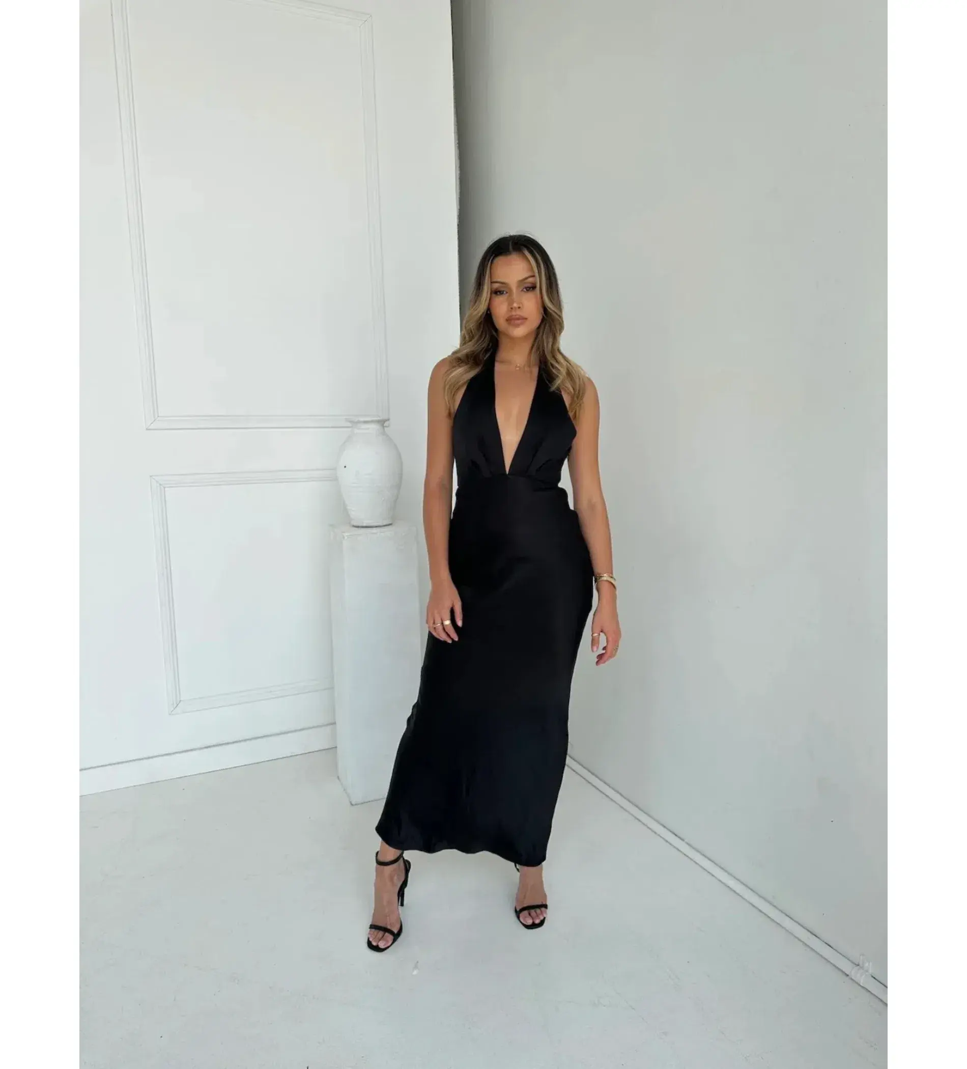 Little JC Boutique Black Andie Satin Size M / AU 10 - Image 1