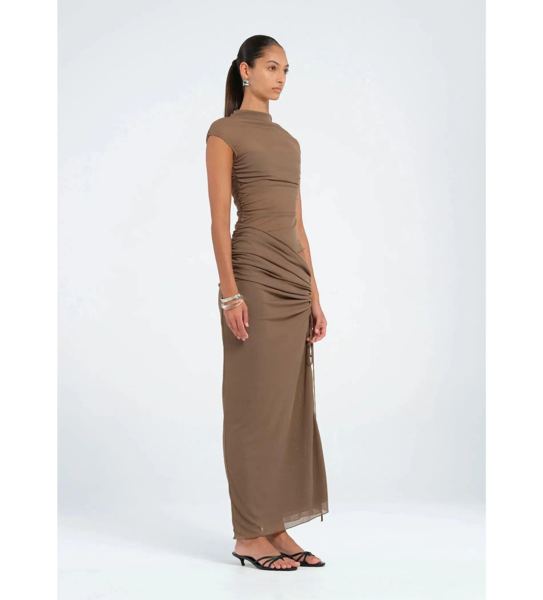 Benni Milo Mesh Maxi Dress Mushroom Size AU 12  - Image 2