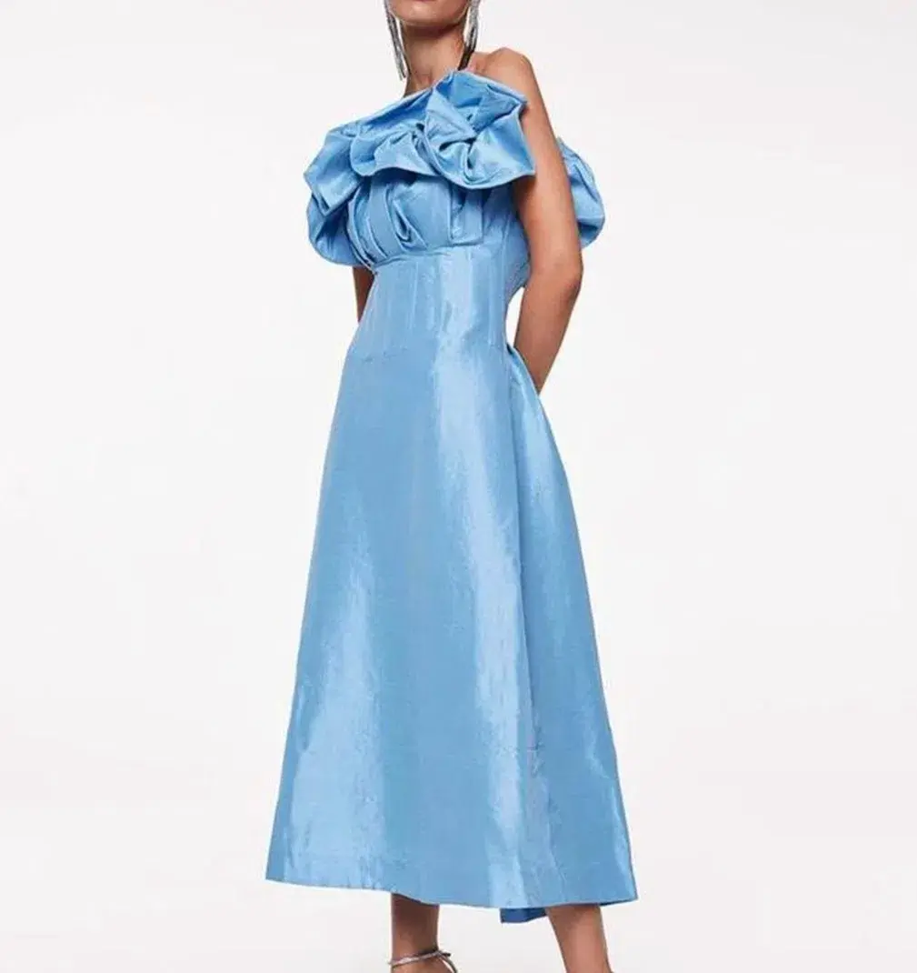 Rachel Gilbert Freida Midi Dress Blue Size 3 / AU 12 - Image 1