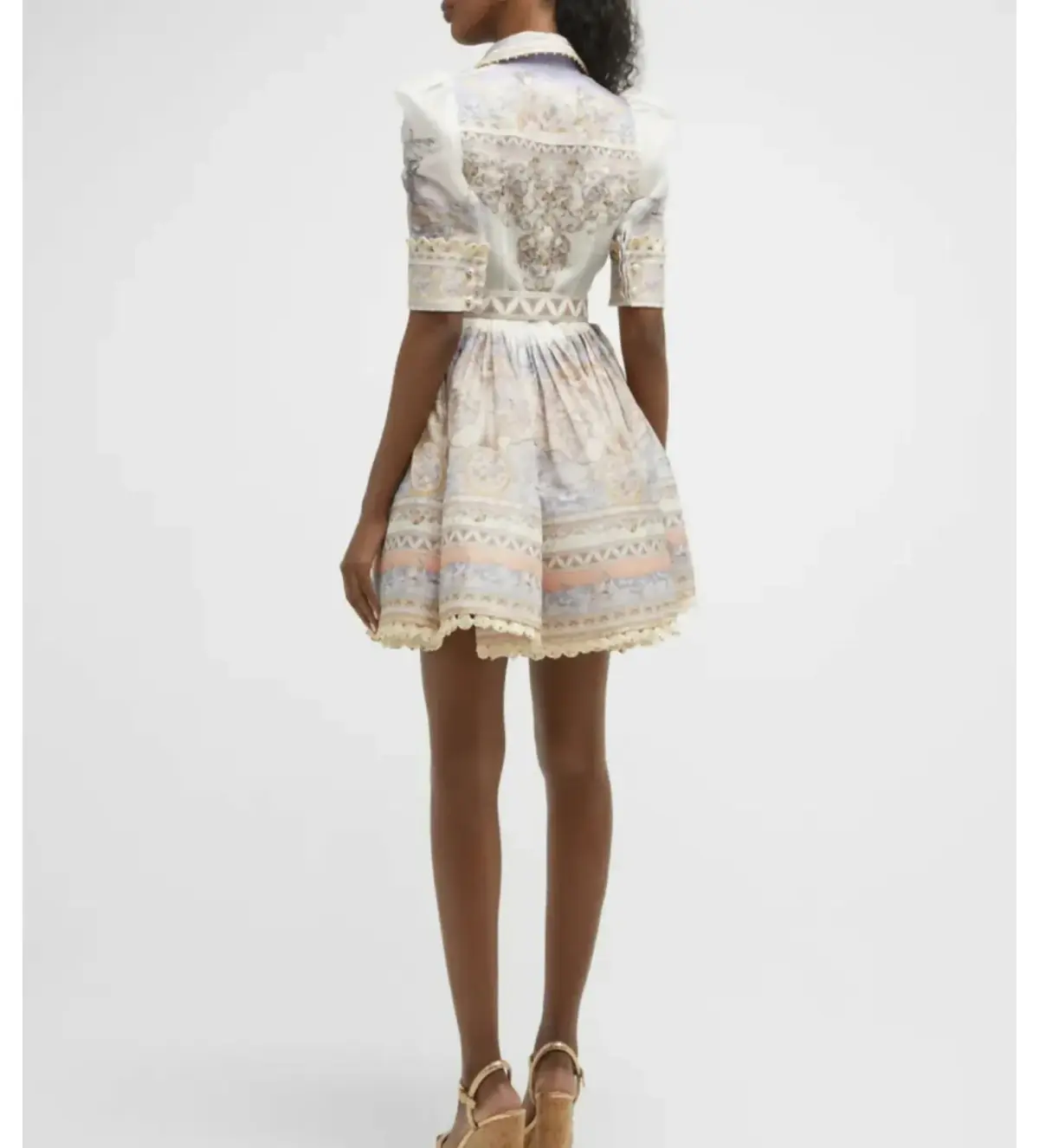 Zimmermann High Tide Mini Shirt Dress in Odyssey Print Size 2/AU 12 - Image 4