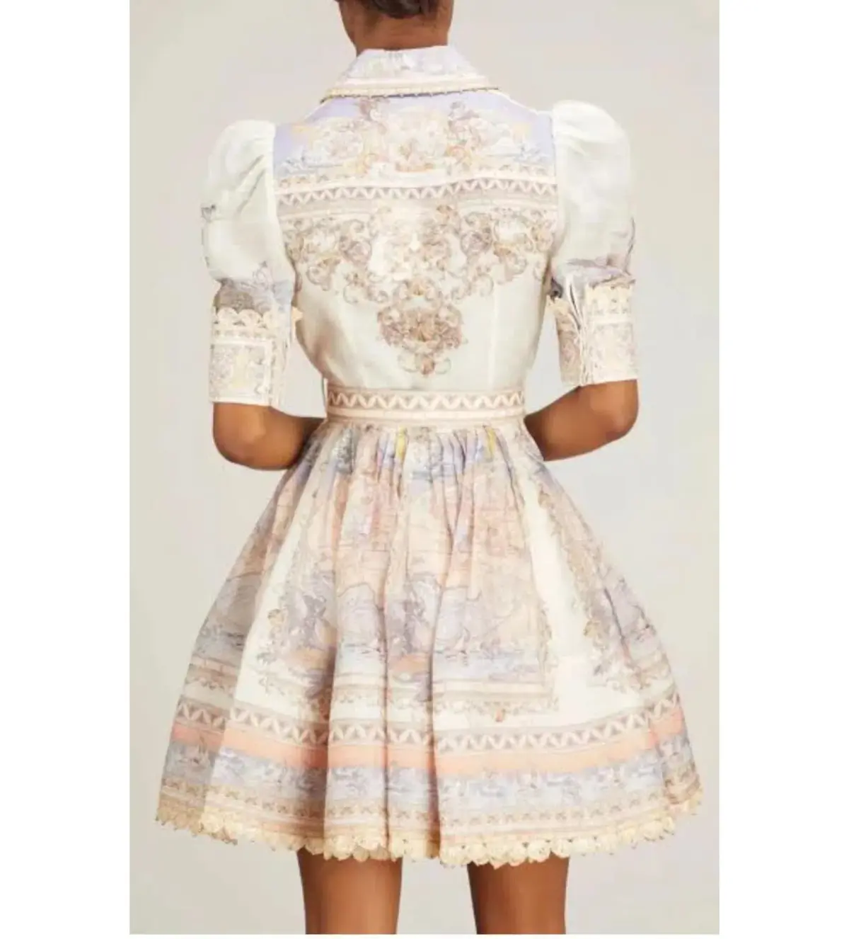 Zimmermann High Tide Mini Shirt Dress in Odyssey Print Size 2/AU 12 - Image 3