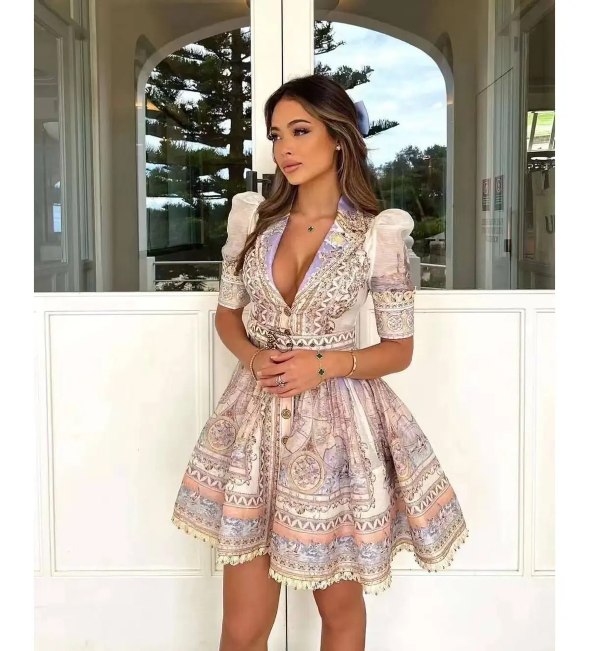 Zimmermann High Tide Mini Shirt Dress in Odyssey Print Size 2/AU 12 - Image 1
