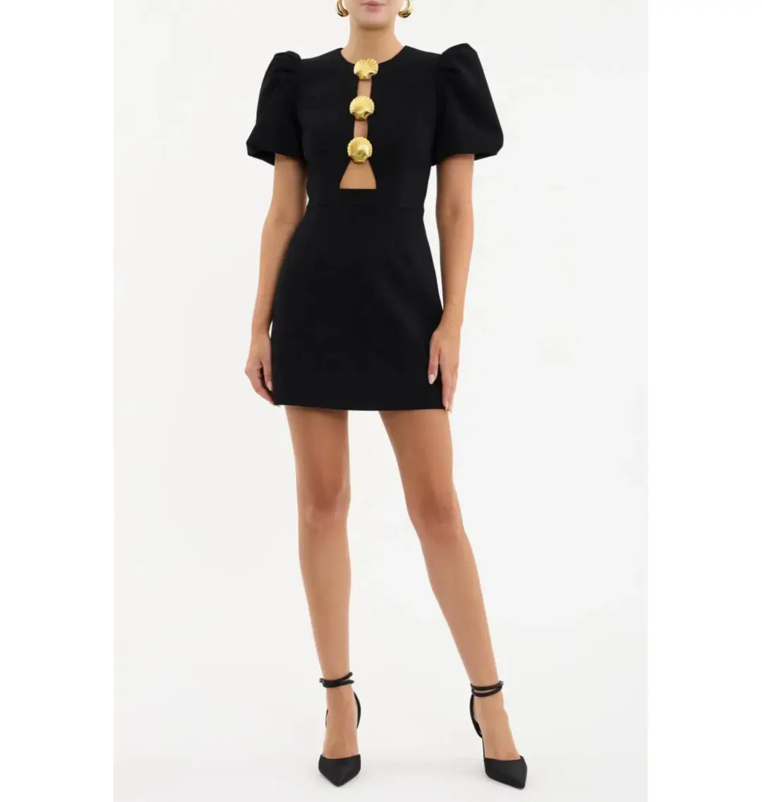 Rebecca Vallance Sirene Puff Mini Dress in Black Size AU 18 for rent on The Volte - main image