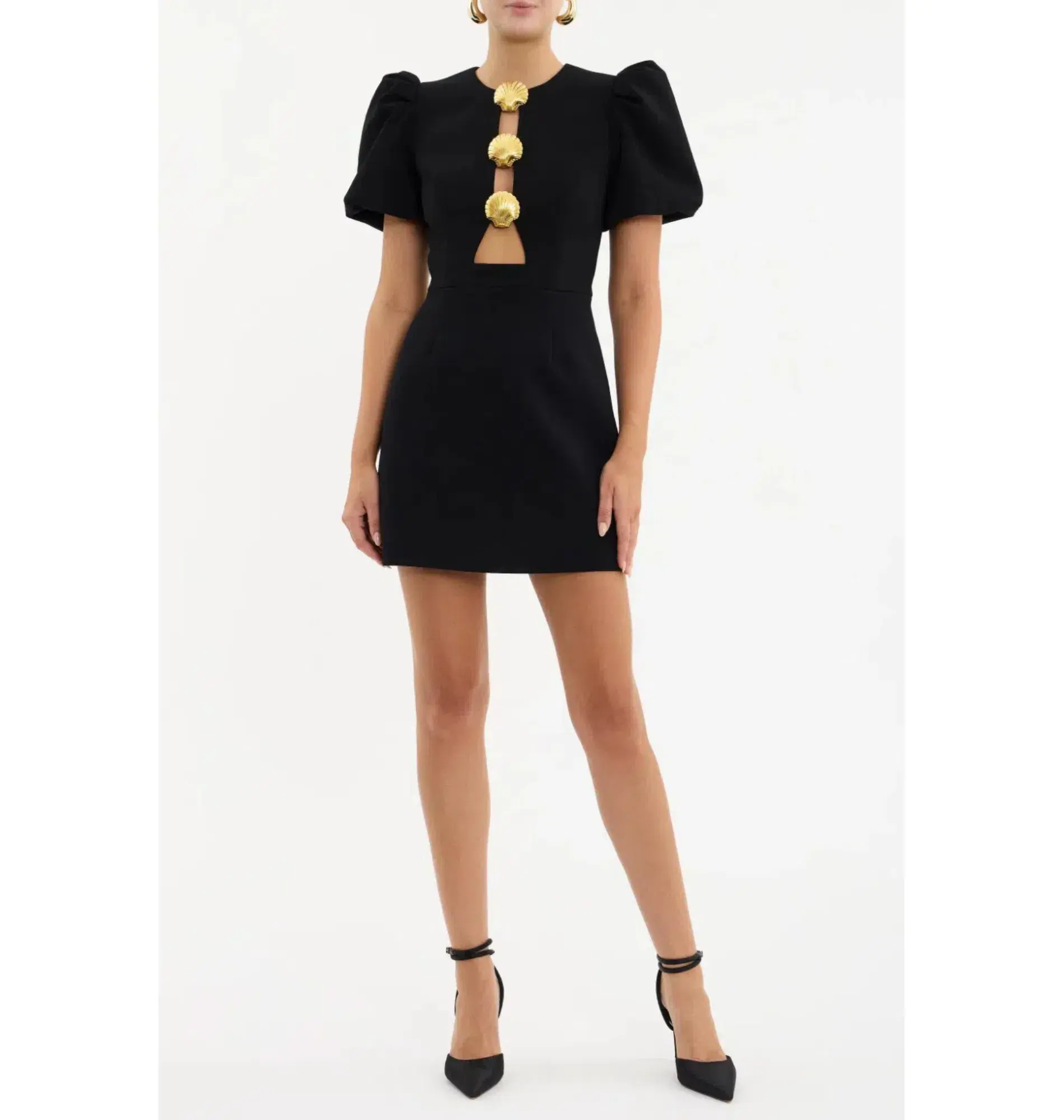 Rebecca Vallance Sirene Puff Mini Dress in Black Size AU 18 - Image 1