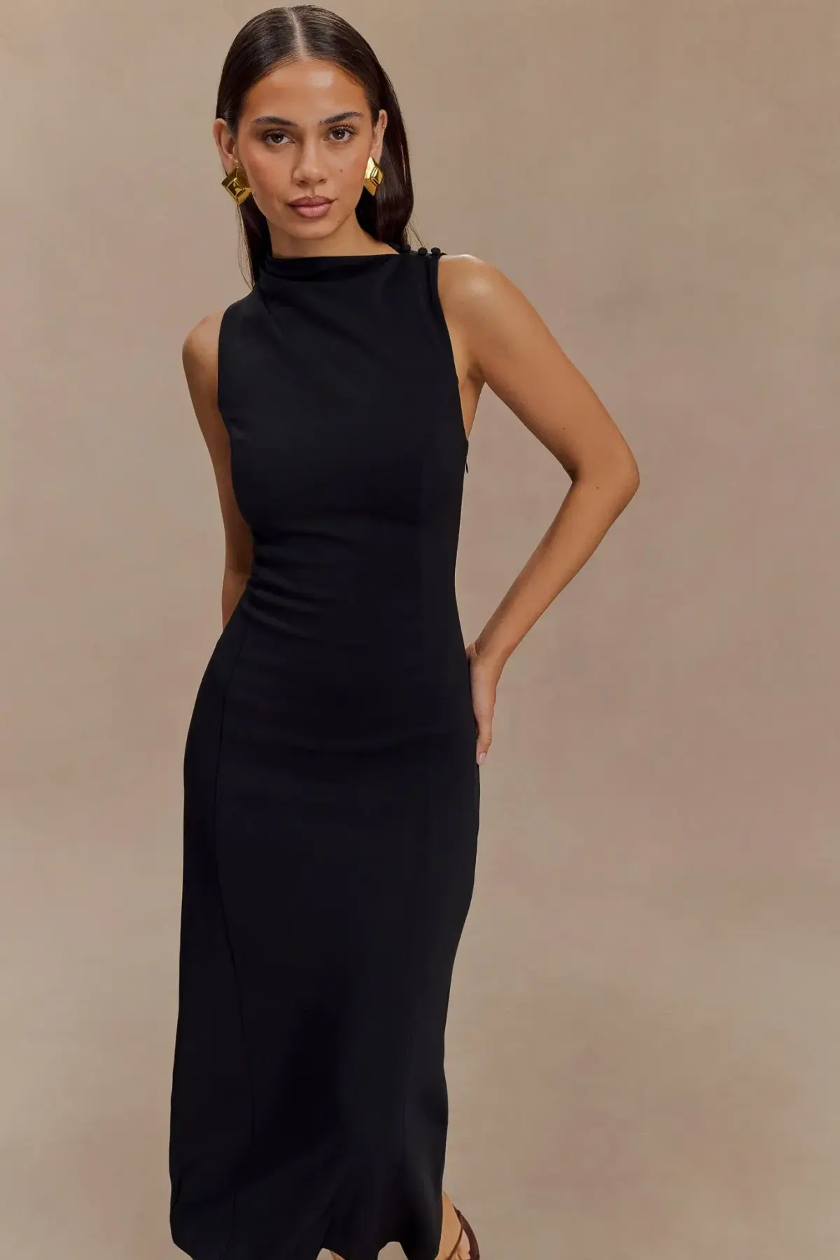Meshki The Taylor Draped Crepe Midi Dress Size M / AU 10 - Image 2