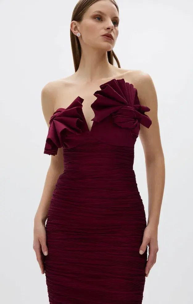 Rachel Gilbert Jensen Maxi Dress Merlot Size 8 - Image 5