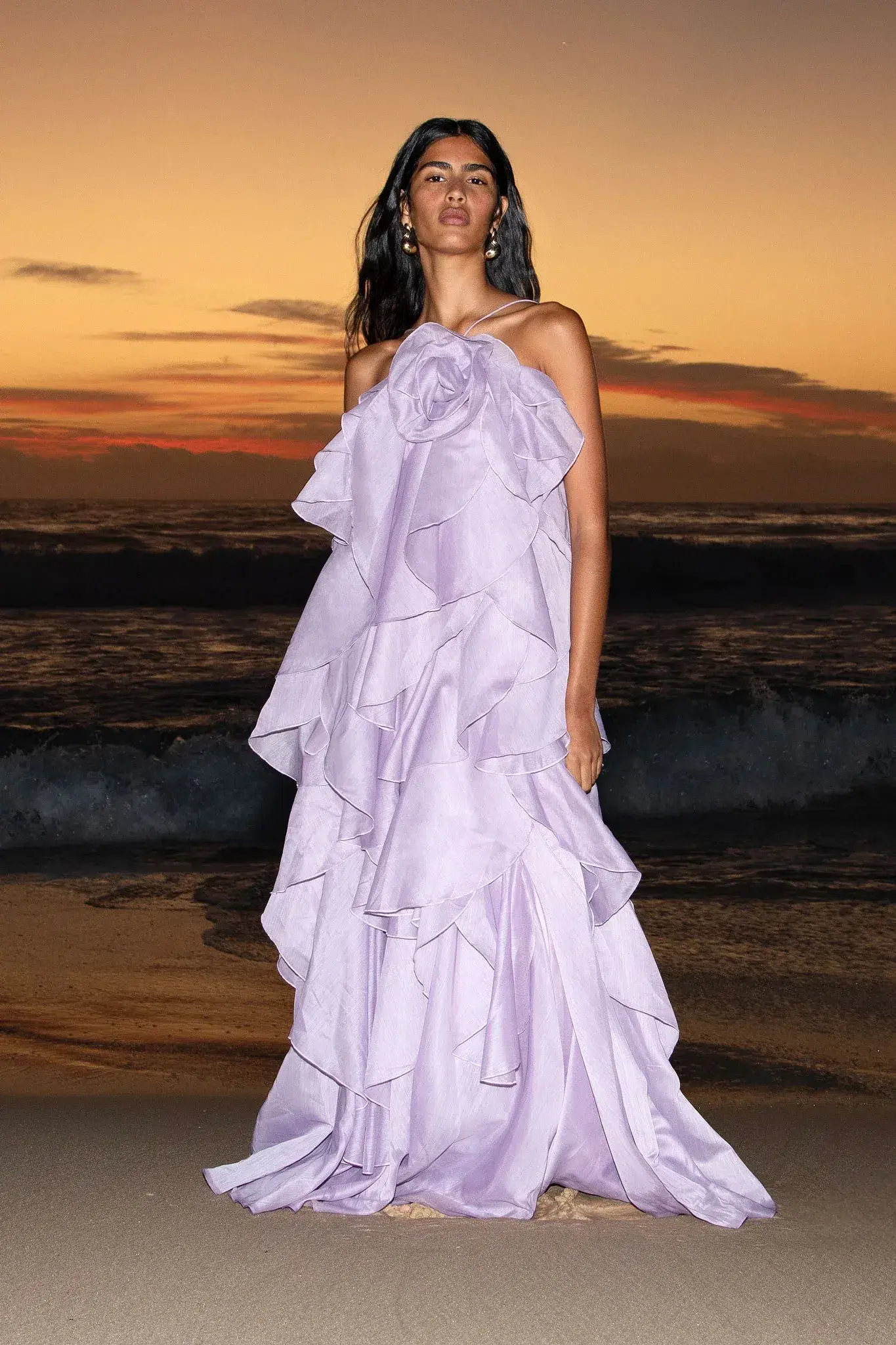 Aje Pandorea Layered Maxi Dress Lilac Size AU 14 - Image 1