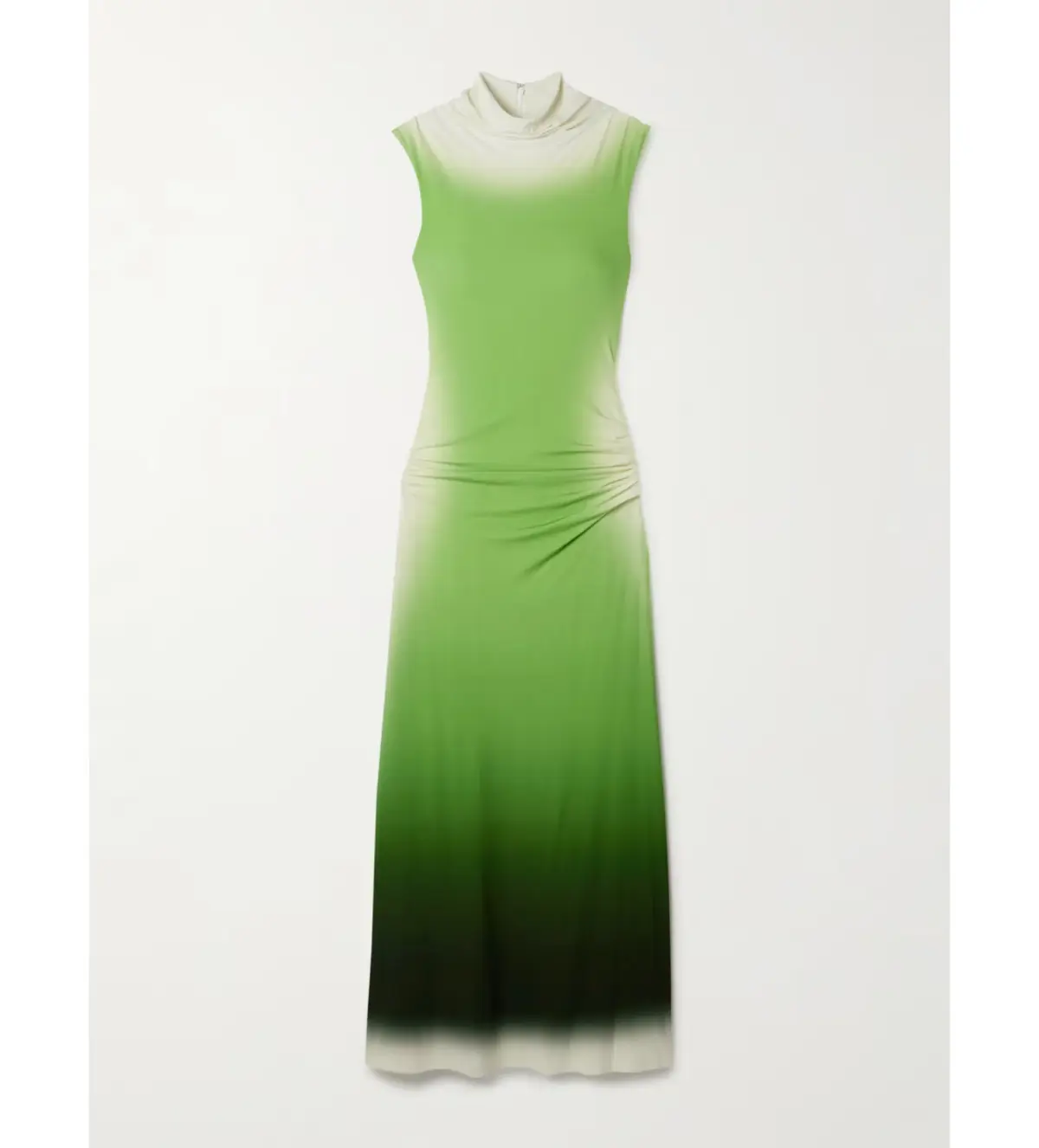 Simkhai Aldina Ruched Ombre Stretch Jersey Turtleneck Maxi Dress Green Size S / Size Au 8 - Image 3
