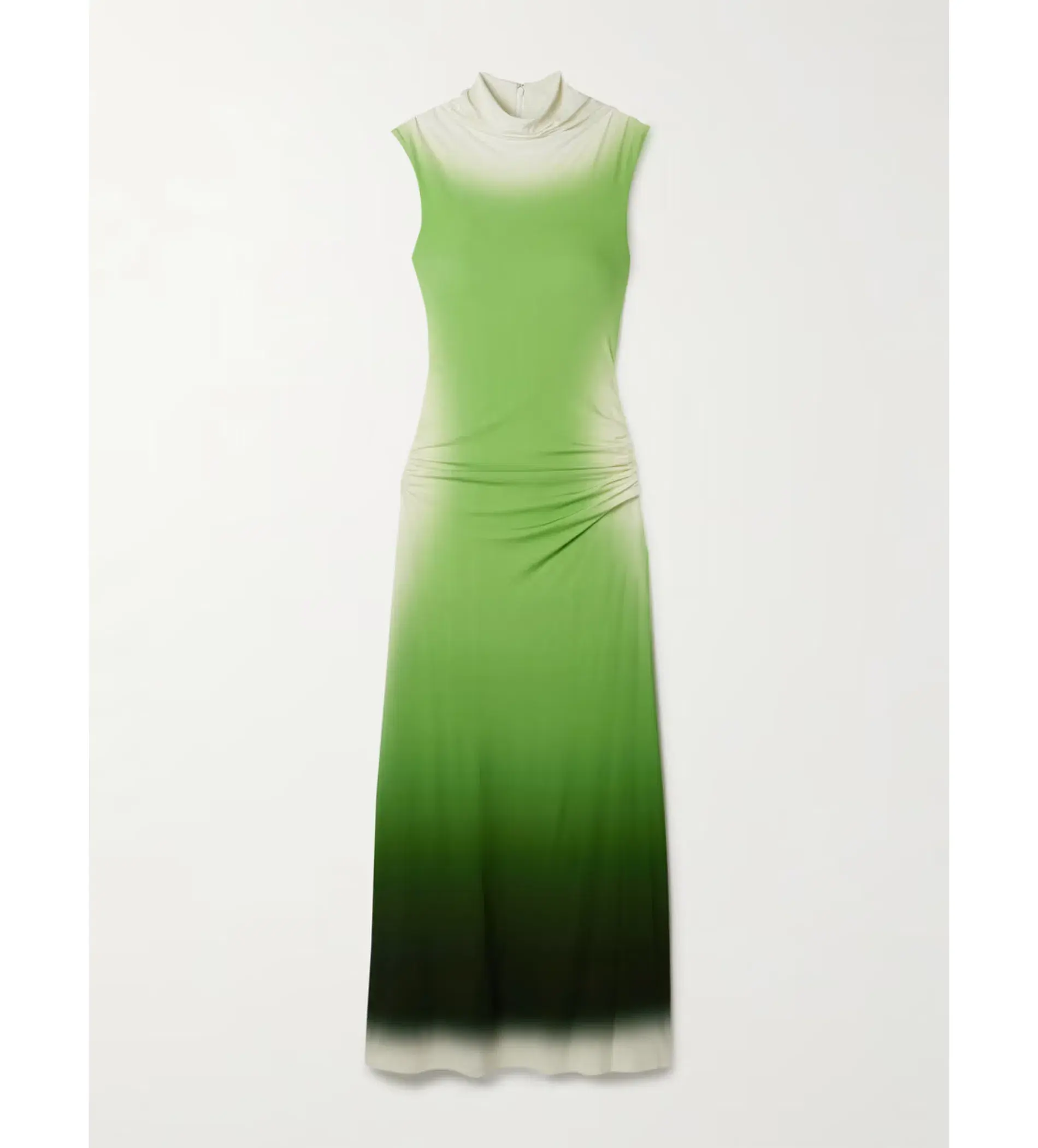 Simkhai Aldina Ruched Ombre Stretch Jersey Turtleneck Maxi Dress Green Size S / Size Au 8 - Image 3
