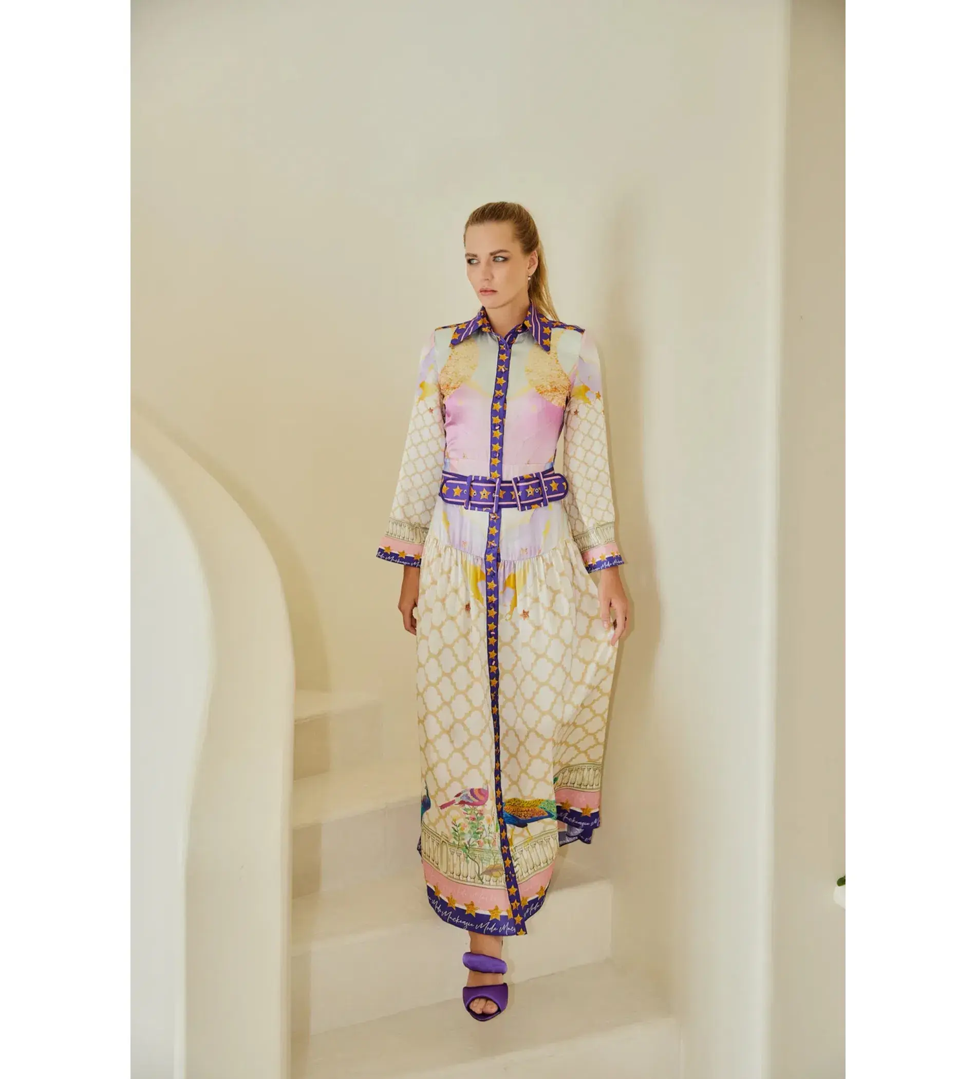 Mackenzie Mode Moonlight Silk Maxi Dress Print Size AU 16 - Image 2