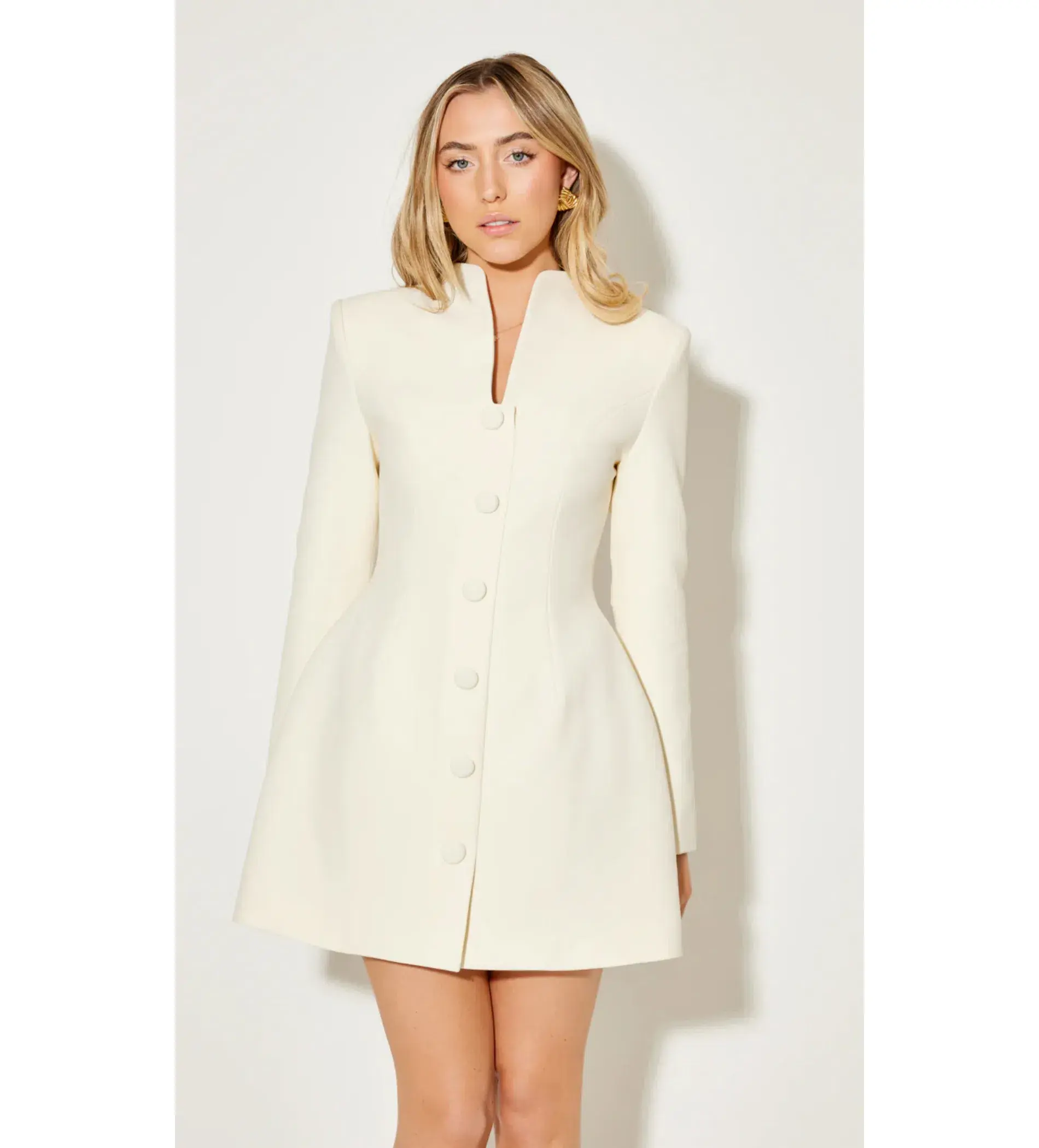 Odd Muse The Ultimate Muse Long Sleeve Button Down Dress in Ecru Size 6 - Image 2
