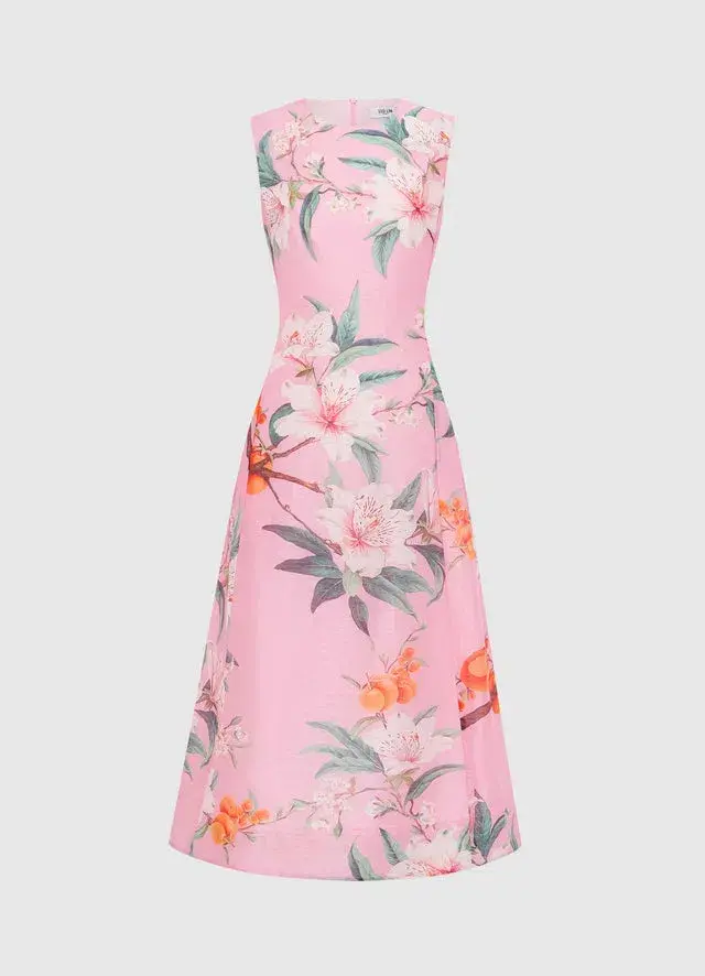 Leo Lin Cleo Midi Dress Lavish Print in Pink Size 14 - Image 1