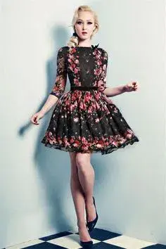 Wheels & Dollbaby French Holiday Floral Lace Dress in Black Size AU 10 / M - Image 3