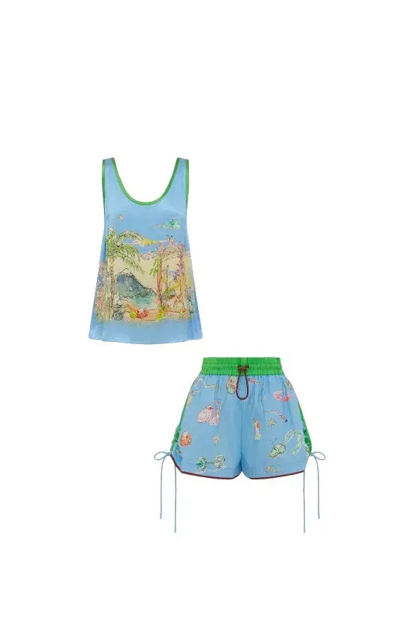 Alemais Anouk Tank and Short Set Blue Size 8 - Image 3
