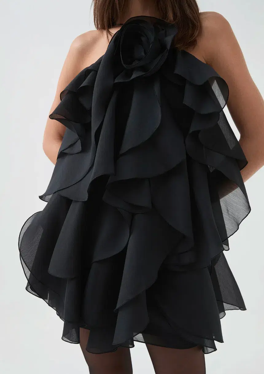 Aje Pandorea Layered Mini Dress Black 10 - Image 4