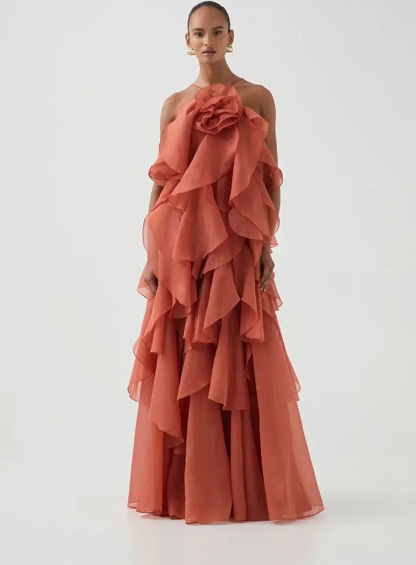 AJE Pandorea Layered Maxi Dress Cora Clay Size 8 - Image 2