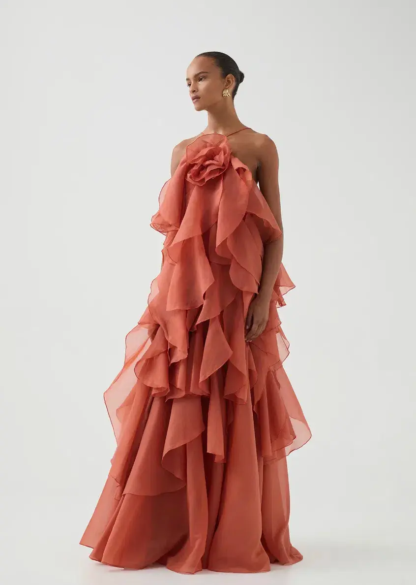 AJE Pandorea Layered Maxi Dress Cora Clay Size 8 - Image 1