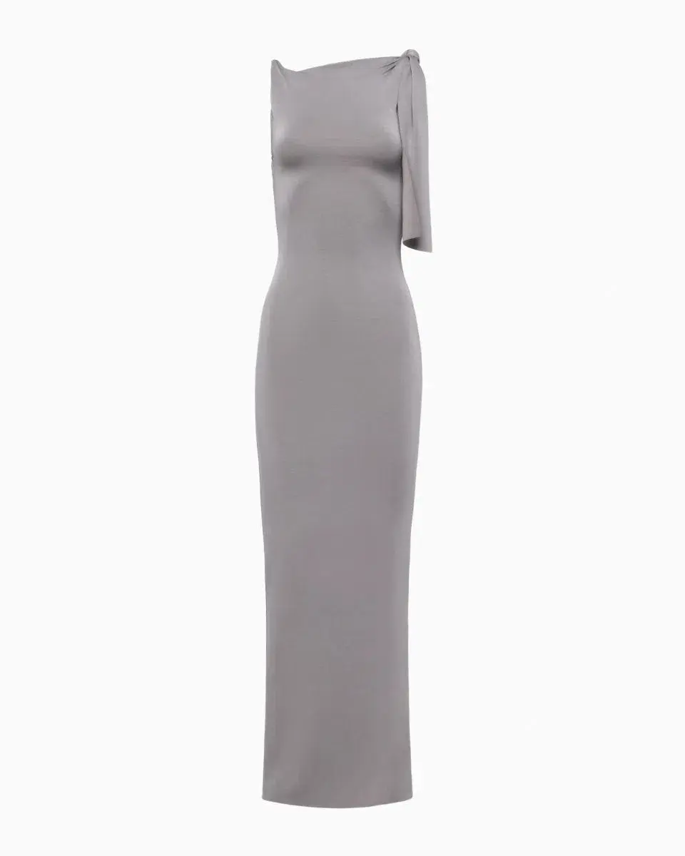 Khy	Sueded Stretch Knotted Maxi Dress in Steel Grey Size 6/S - Image 3