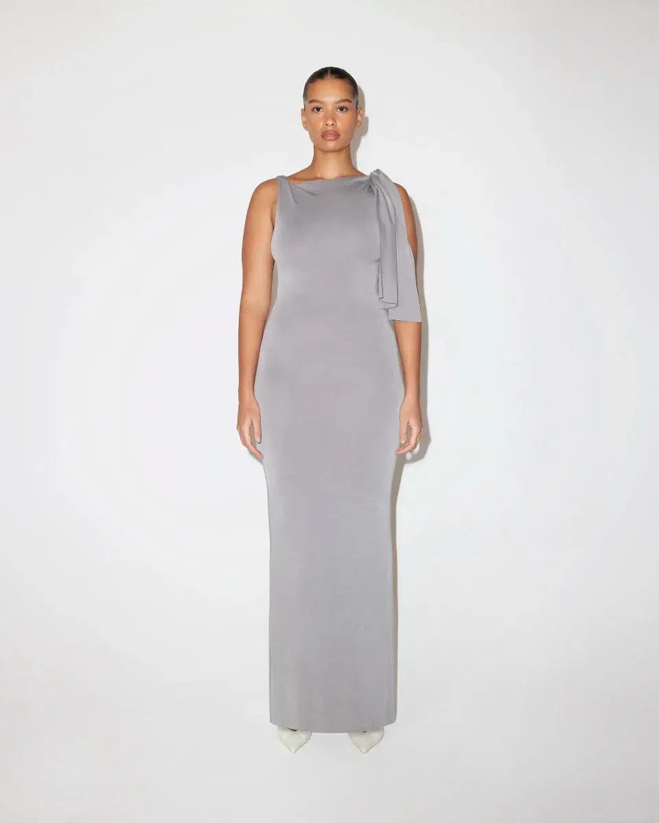 Khy	Sueded Stretch Knotted Maxi Dress in Steel Grey Size 6/S - Image 1