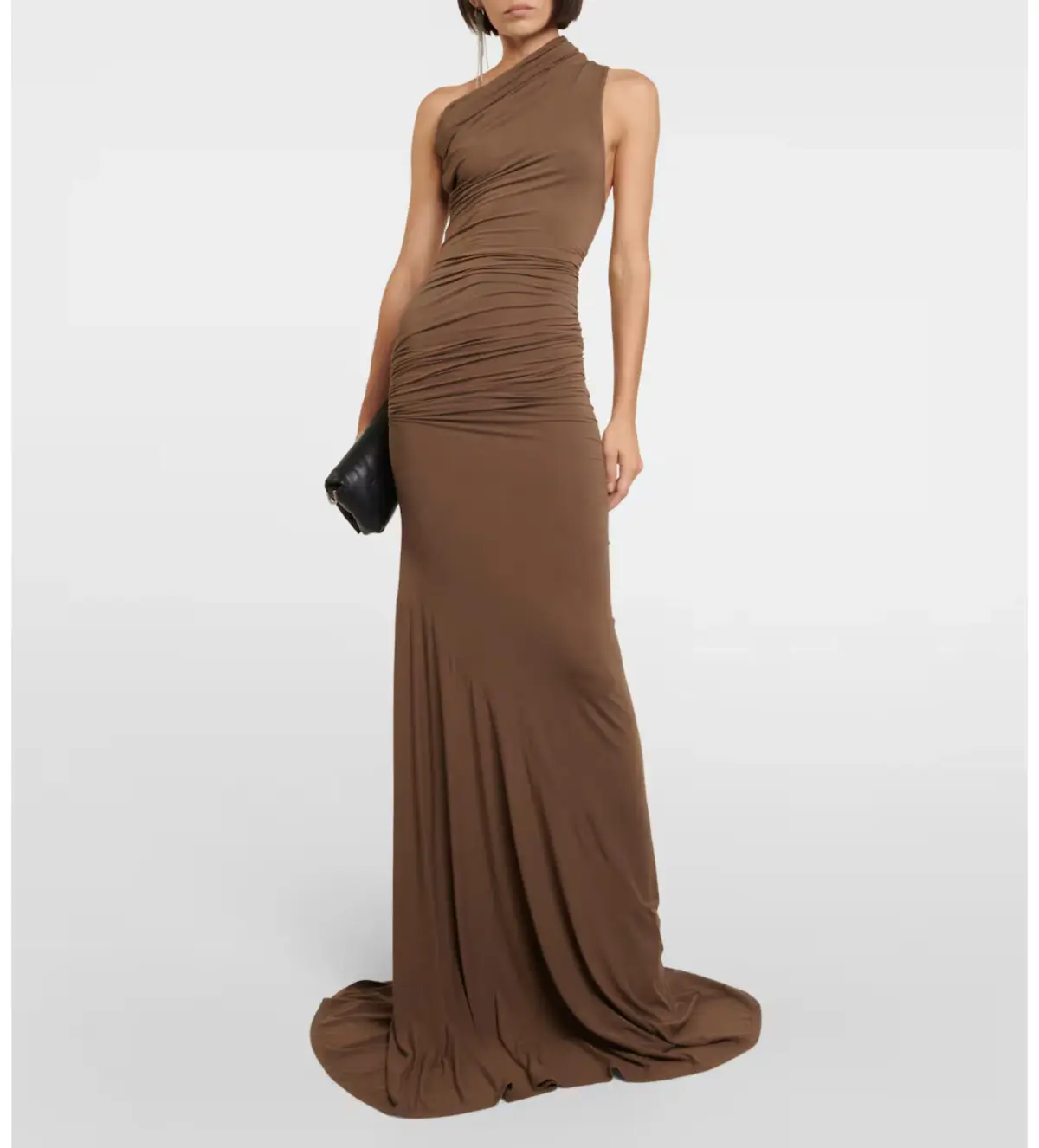 Entire Studios Draped One-shoulder Jersey Gown Brown Size 8/XS - Image 1