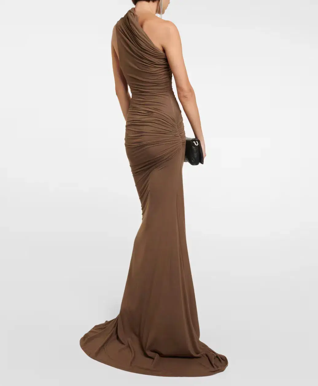 Entire Studios Draped One-shoulder Jersey Gown Brown Size 8/XS - Image 2