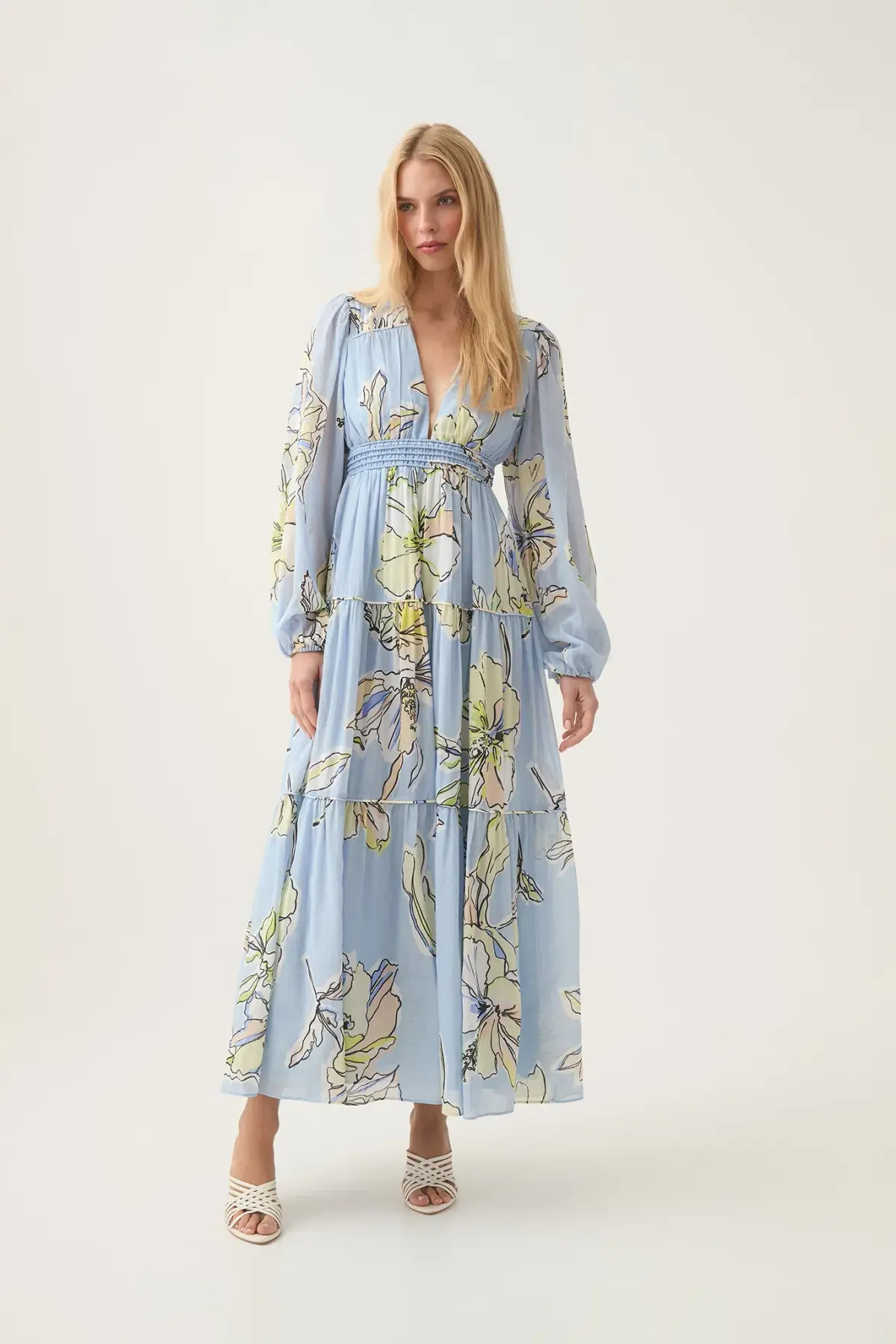 Aje Romantica Voile Maxi Dress Blue Hibiscus Size 16 - Image 2