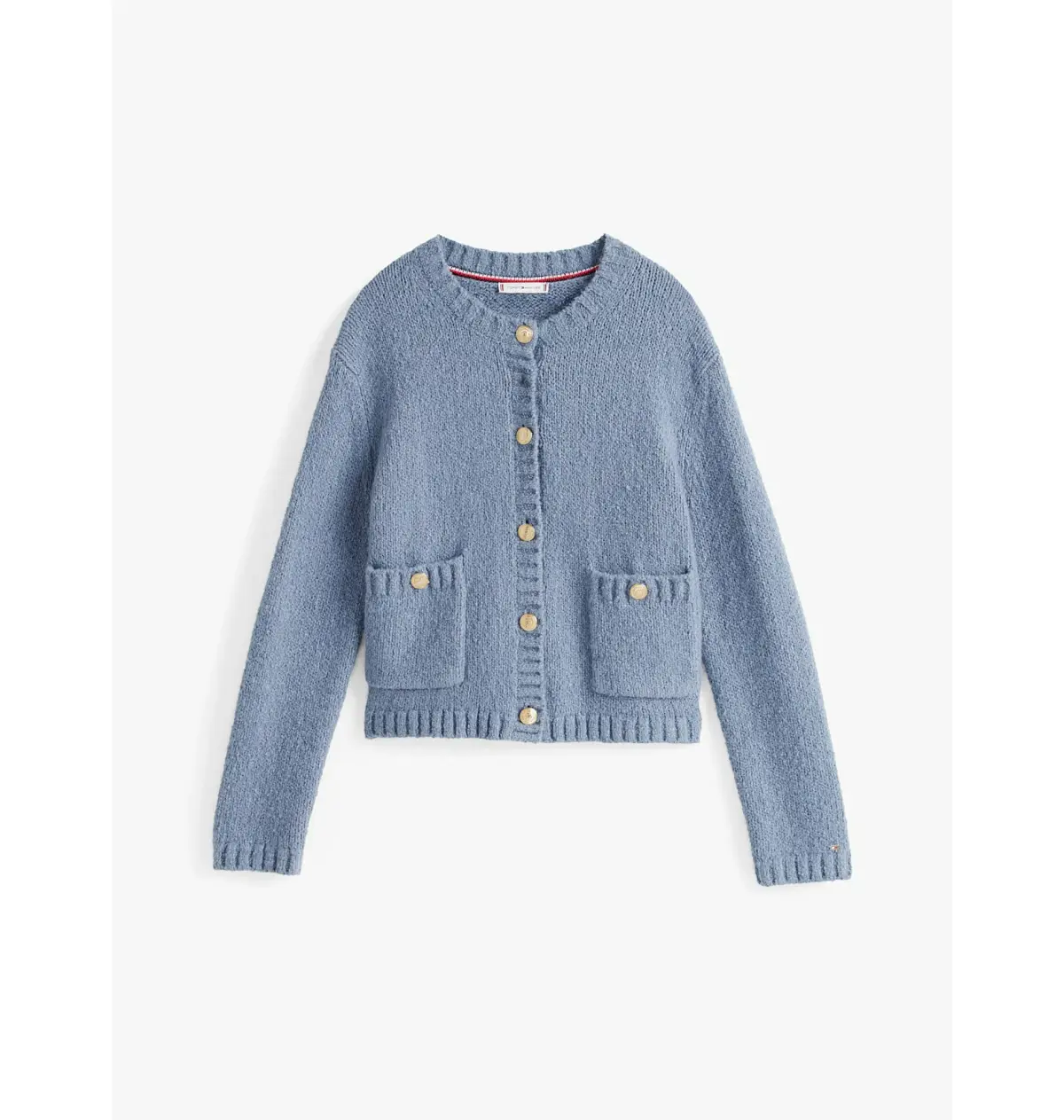 Tommy Hilfiger Gold-Tone Button Textured Cardigan Blue Size  M/Au 10  - Image 5