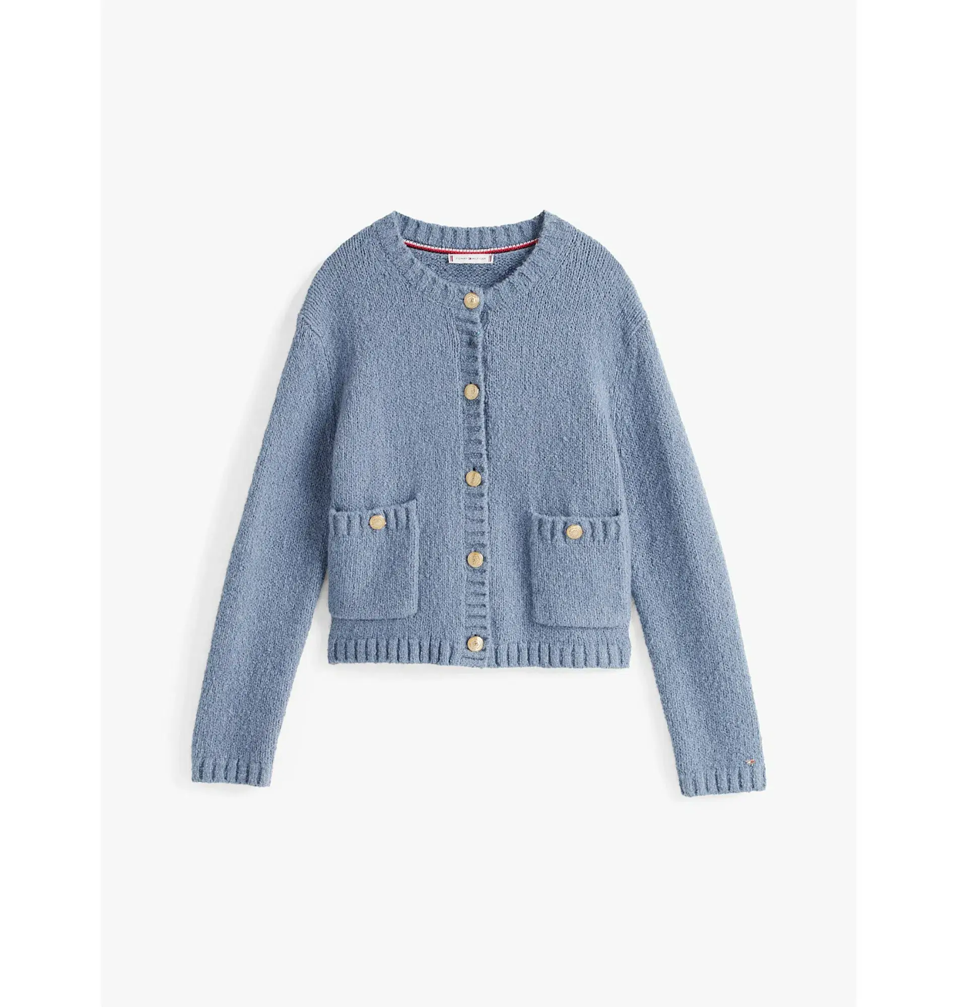 Tommy Hilfiger Gold-Tone Button Textured Cardigan Blue Size  M/Au 10  - Image 5