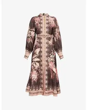 The Illuminate Buttoned Midi Dress in Black Floral Size 3/ AU 14 - Image 2