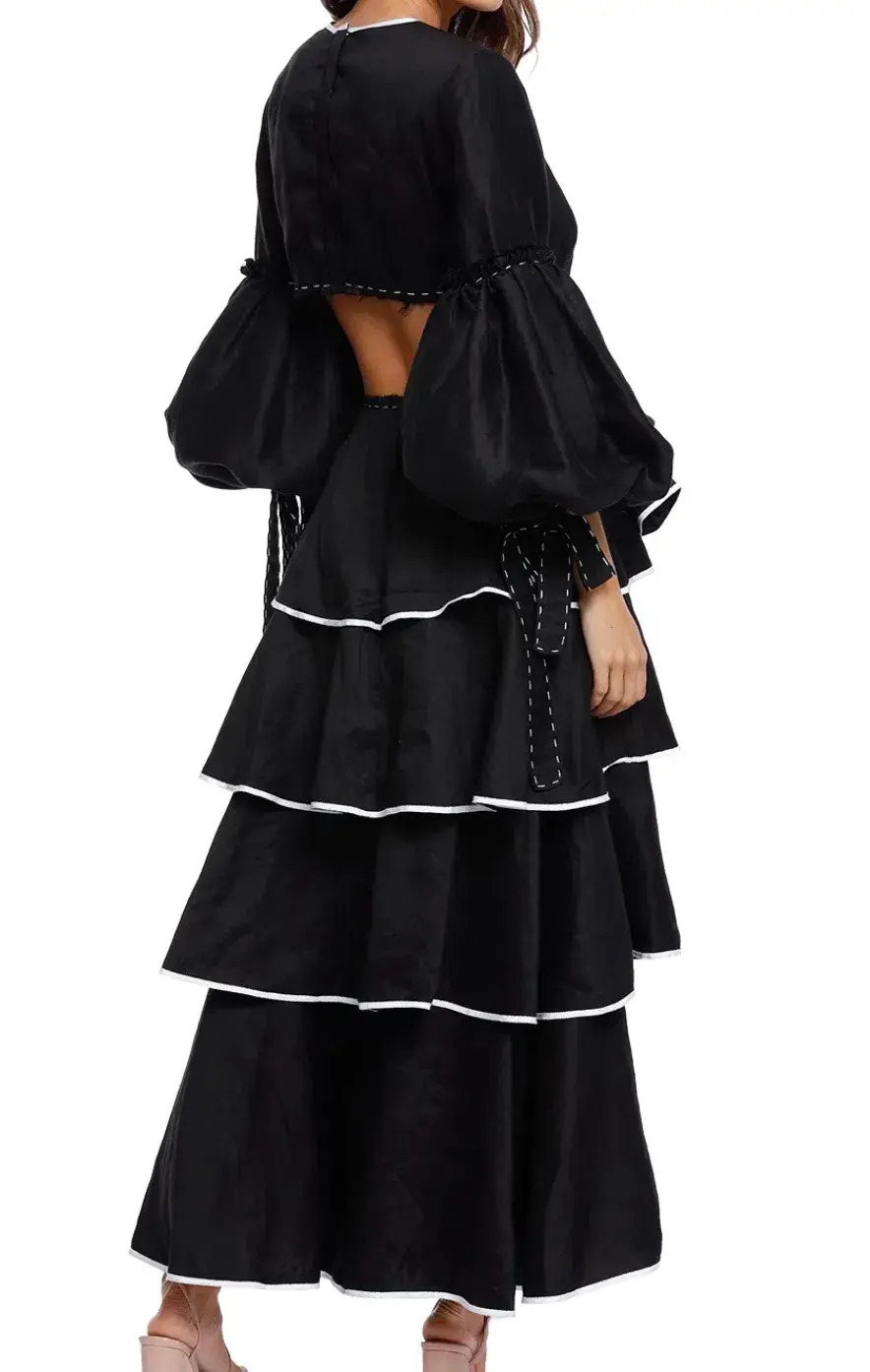 Aje Gracious Cut Out Dress Black Size 6 for rent on The Volte - main image