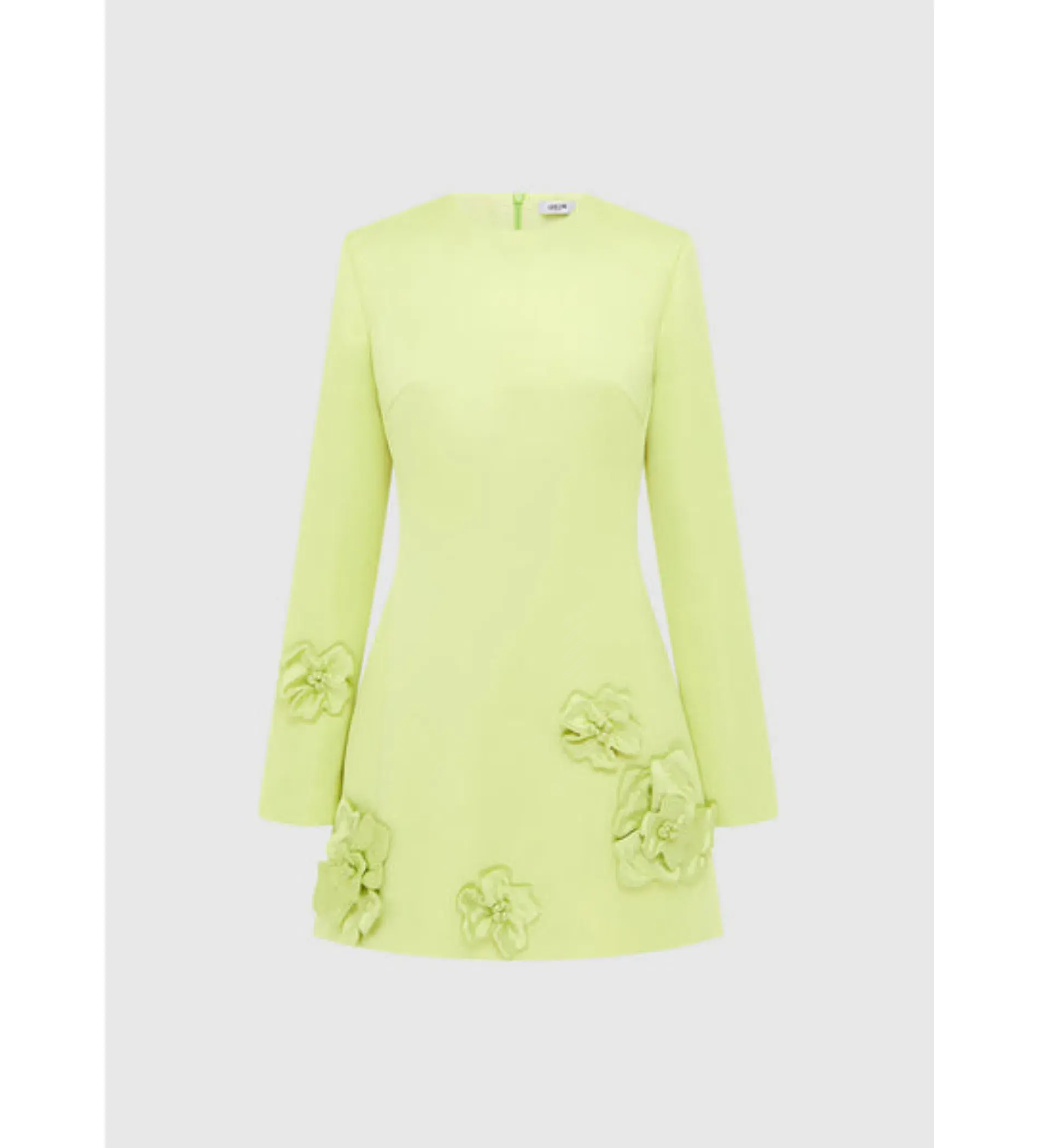 Leo Lin Aliza Long Sleeve Petal Mini Dress  Chartreuse Size 10  - Image 1