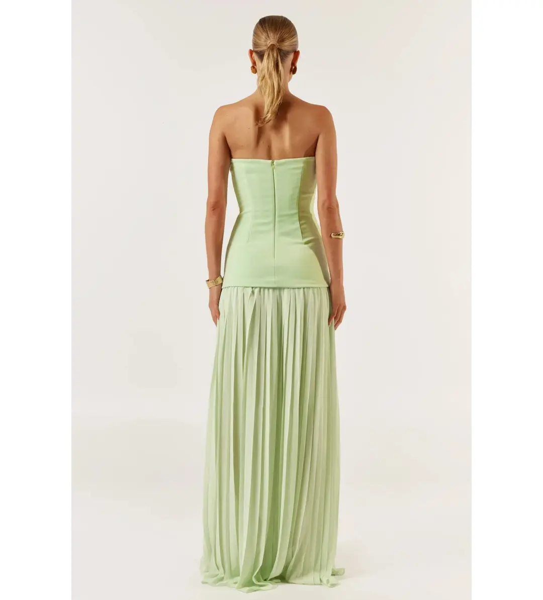 She is OLLÁ Nicolette Maxi Dress Green Size M/AU 10 for rent on The Volte - main image