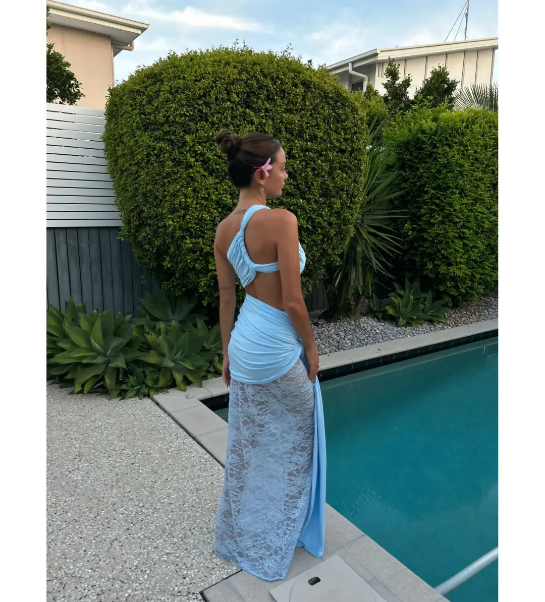 Deconduarte Paradiso Maxi Dress Baby Blue Size XS/AU 6 for rent on The Volte - main image