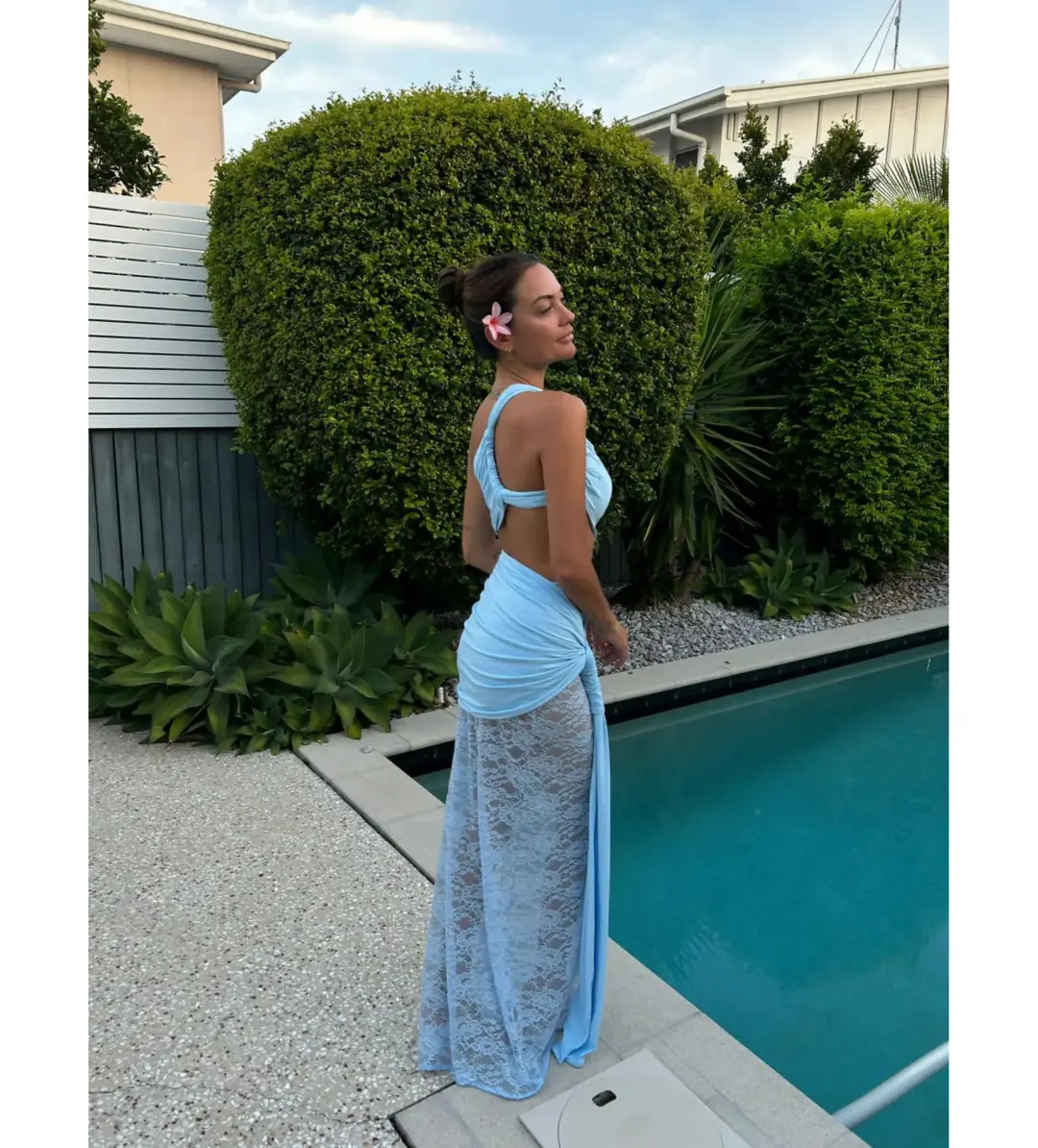 Deconduarte Paradiso Maxi Dress Baby Blue Size XS/AU 6 for rent on The Volte - main image