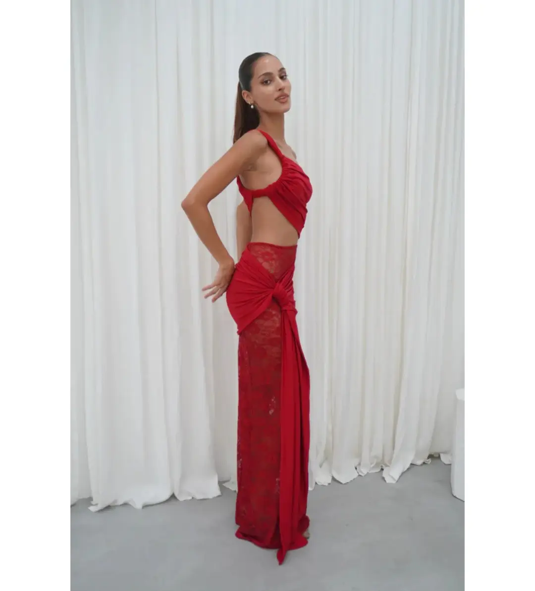 Deconduarte Paradiso Maxi Dress Berry Size XS/AU 6 for rent on The Volte - main image