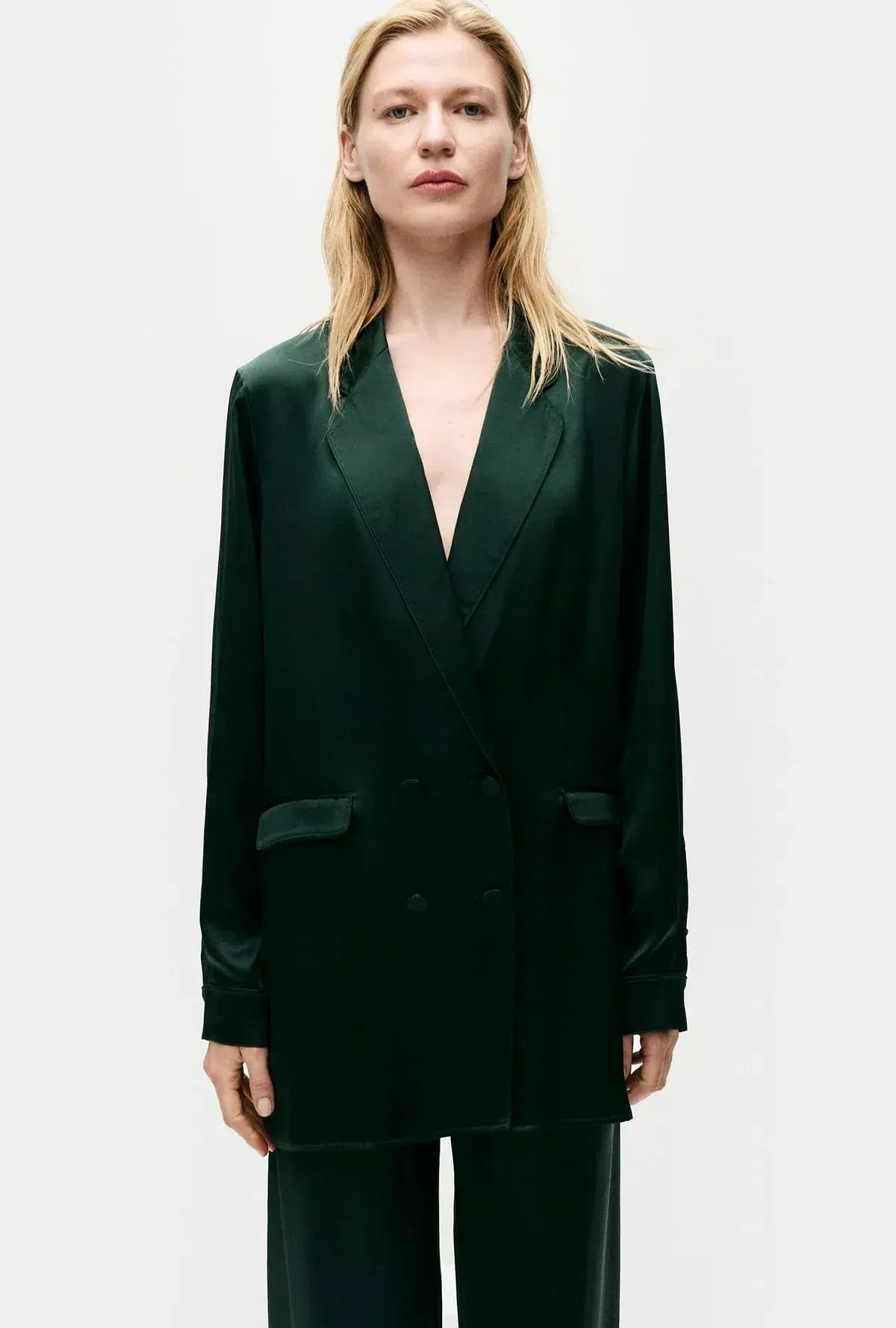 Silk Laundry Relaxed Blazer Scarab Green Size AU 8 - Image 2