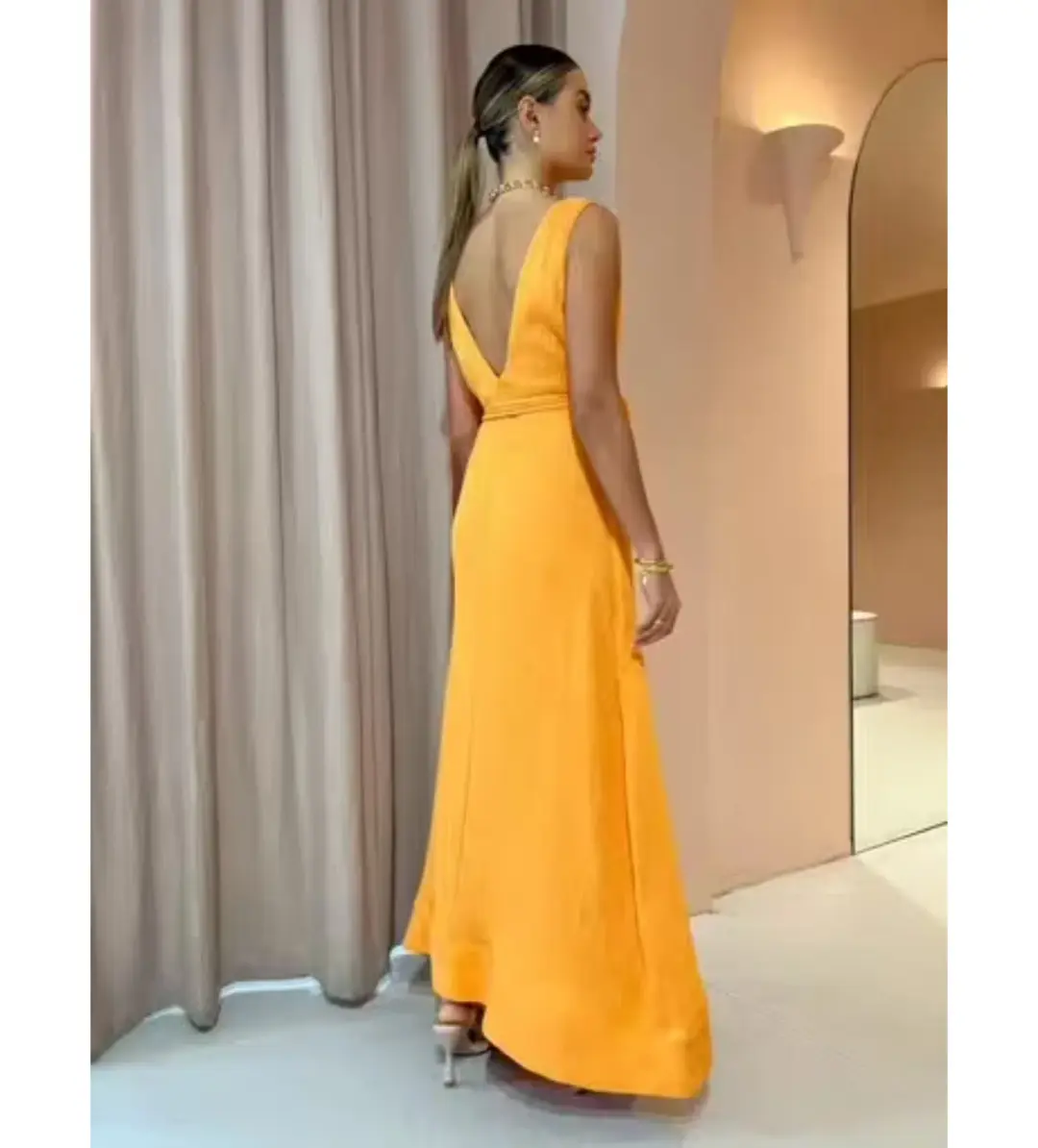 By Nicola Starboard Maxi dress  Orange Size 6 for rent on The Volte - main image