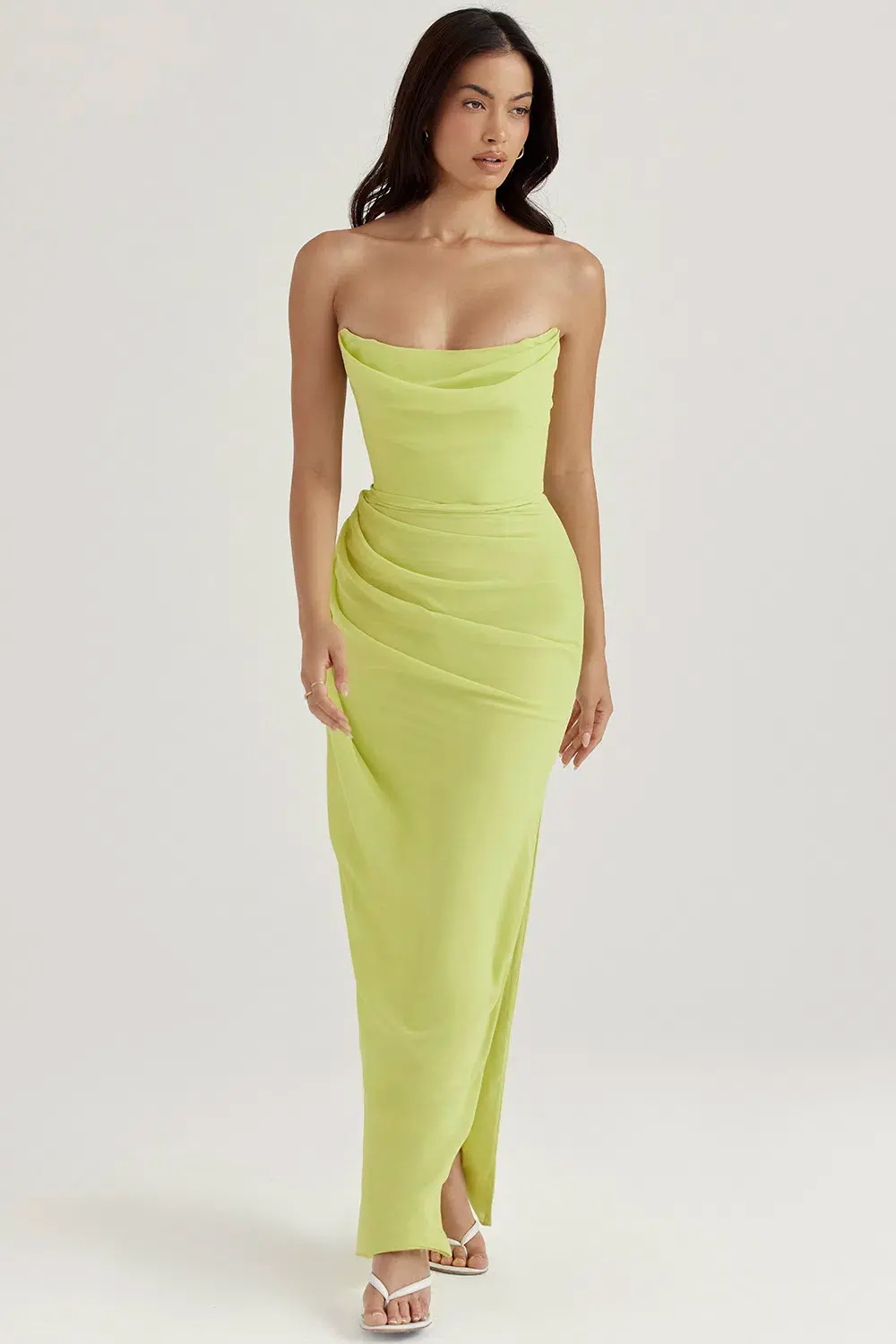 House Of CB Adrienne Lime Strapless Gown Maxi Size AU 6 for rent on The Volte - main image