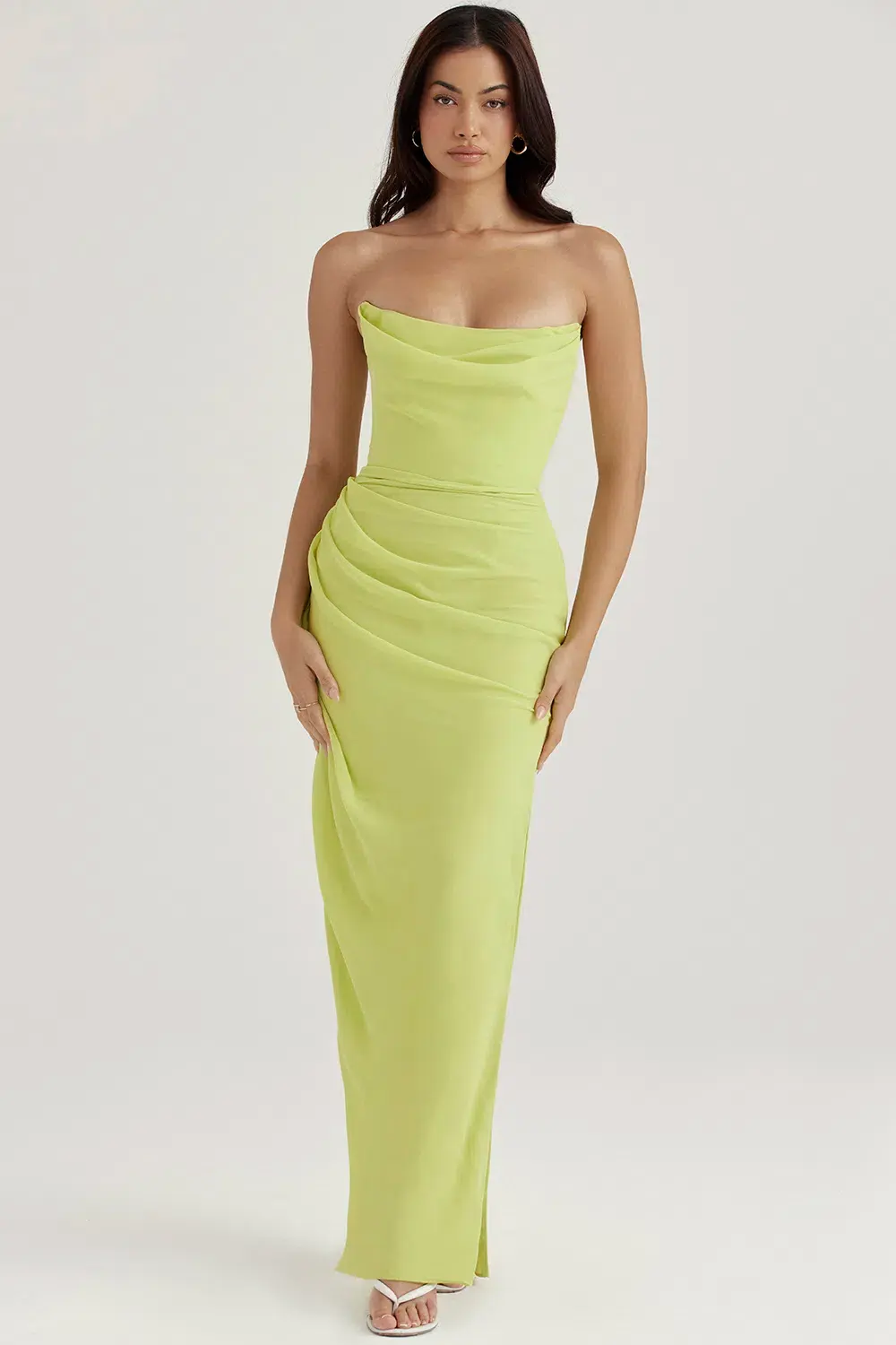 House Of CB Adrienne Lime Strapless Gown Maxi Size AU 6 for rent on The Volte - main image
