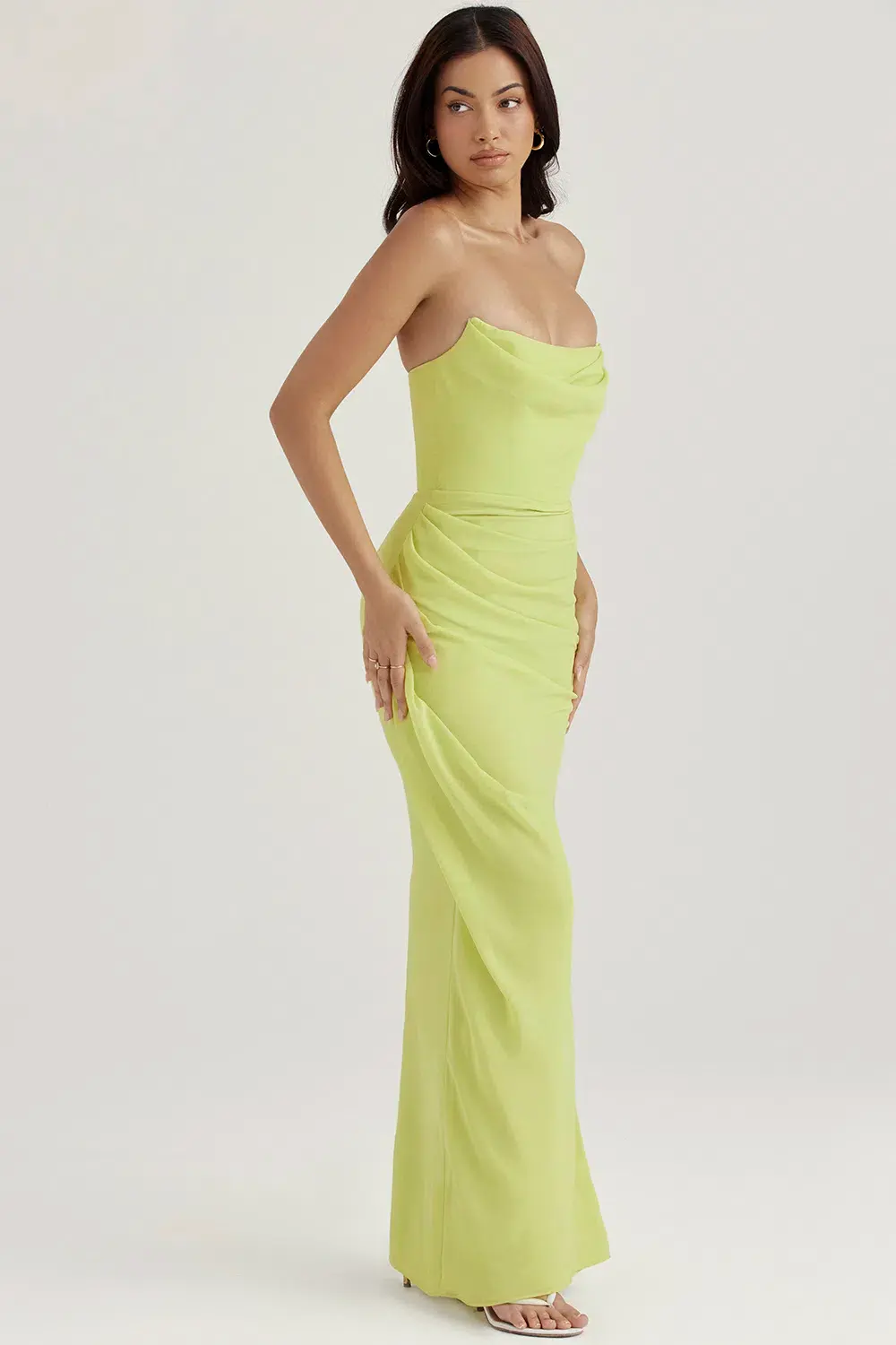 House Of CB Adrienne Lime Strapless Gown Maxi Size AU 6 for rent on The Volte - main image